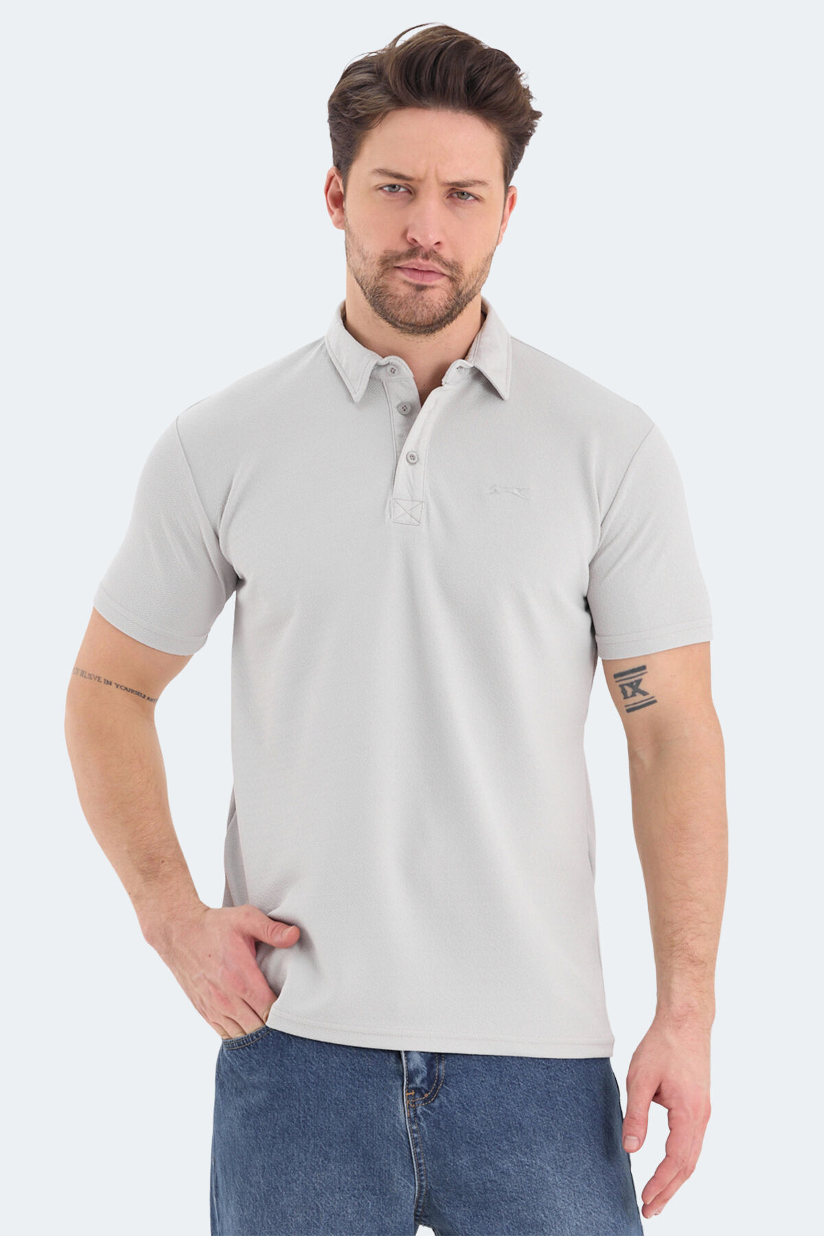 Slazenger BOLT Erkek Polo Yaka Gri Tişört