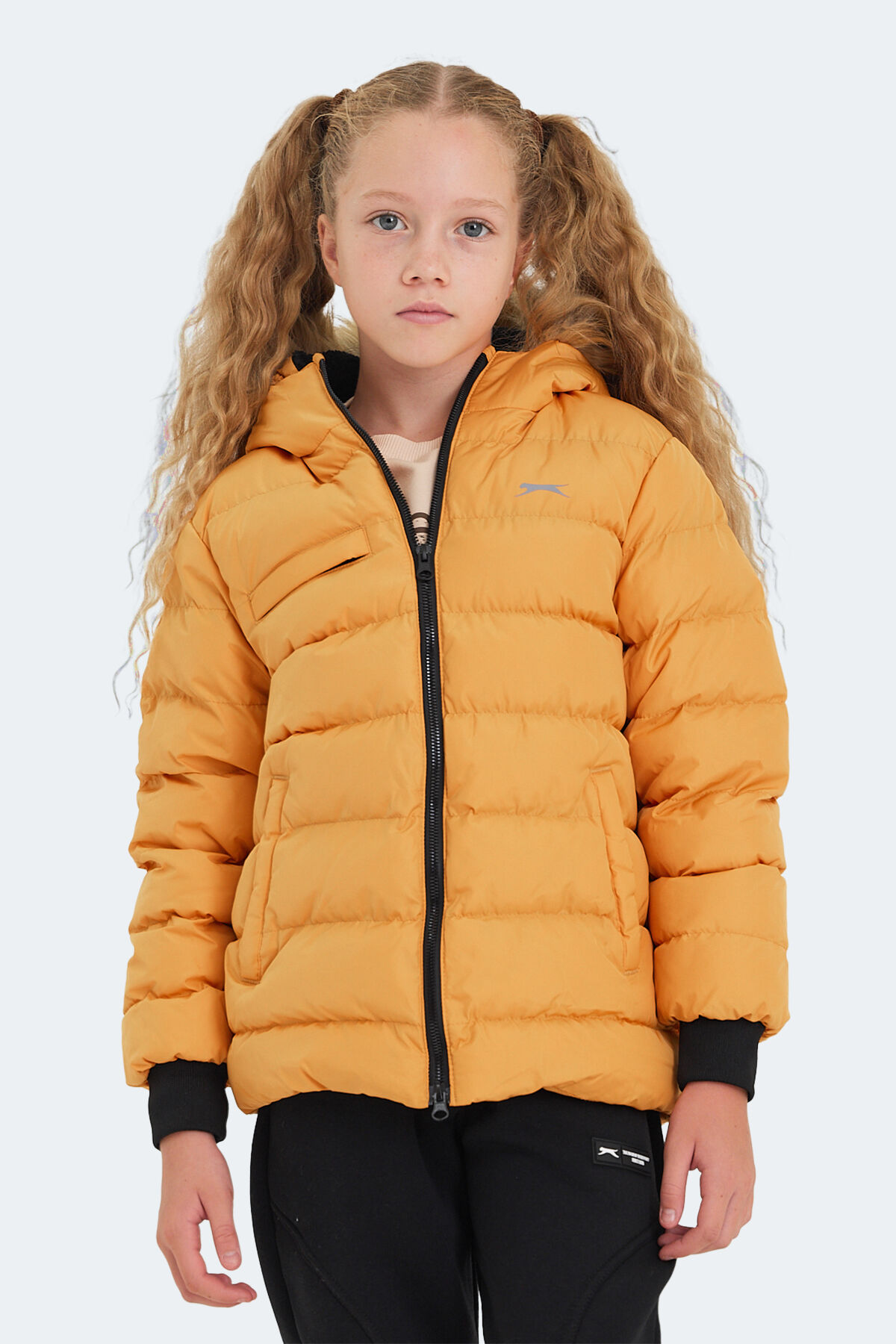 Slazenger CALISTO Unisex Çocuk Kapüşonlu Şişme Sarı Mont & Kaban