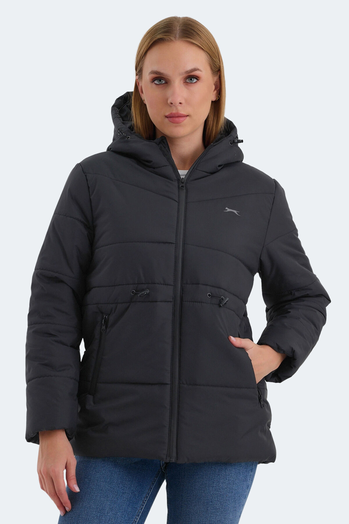 Slazenger CALLU Kadın Kapüşonlu Şişme Siyah Mont & Kaban