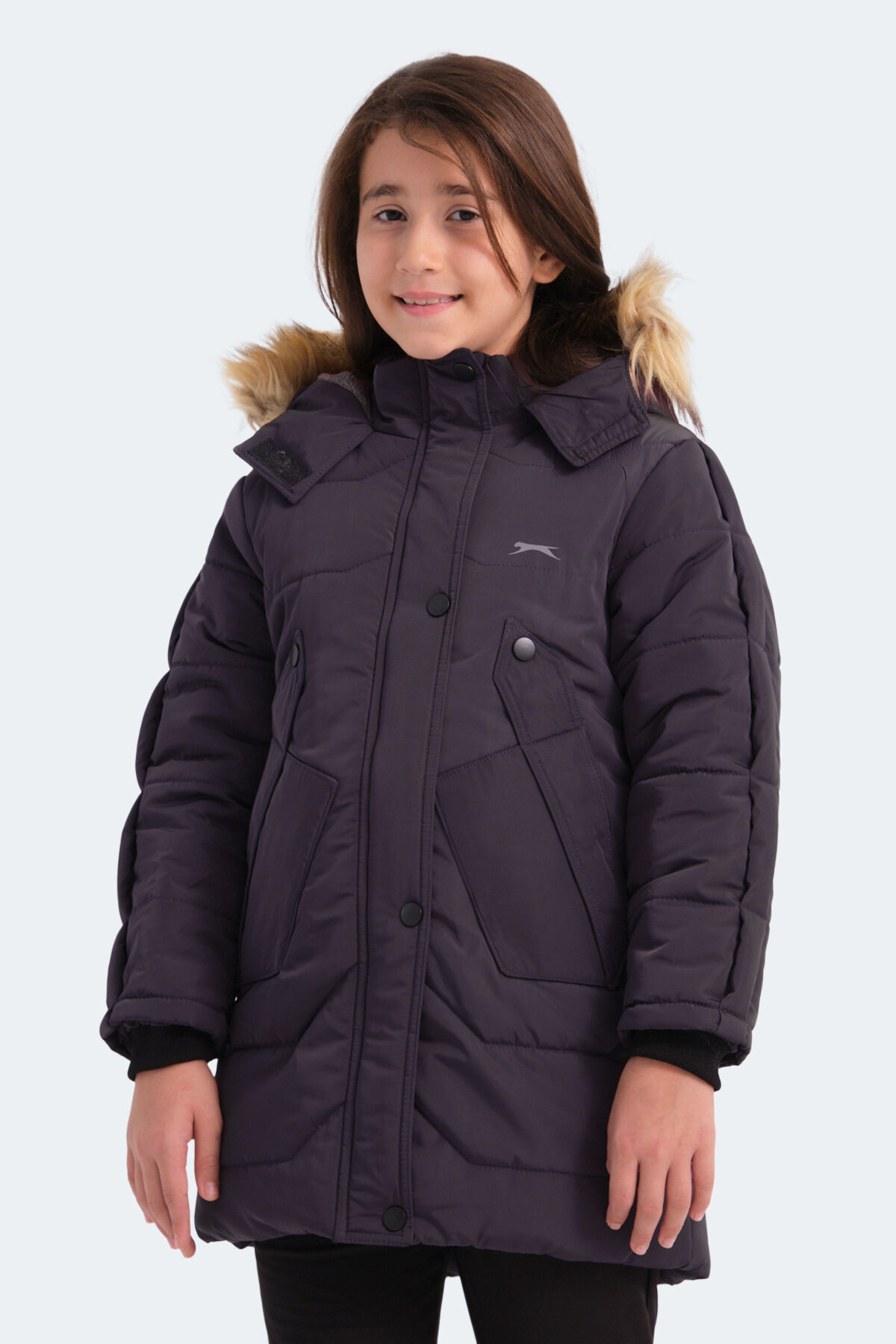 Slazenger CAMRON Kız Çocuk Kapüşonlu Şişme Mor Mont & Kaban
