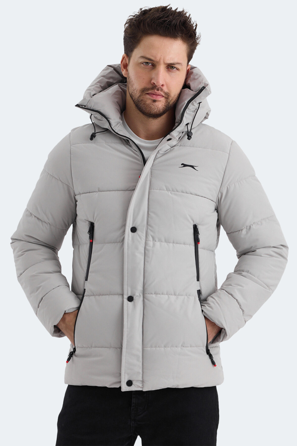 Slazenger GAFAR Erkek Kapüşonlu Şişme Bej Mont & Kaban