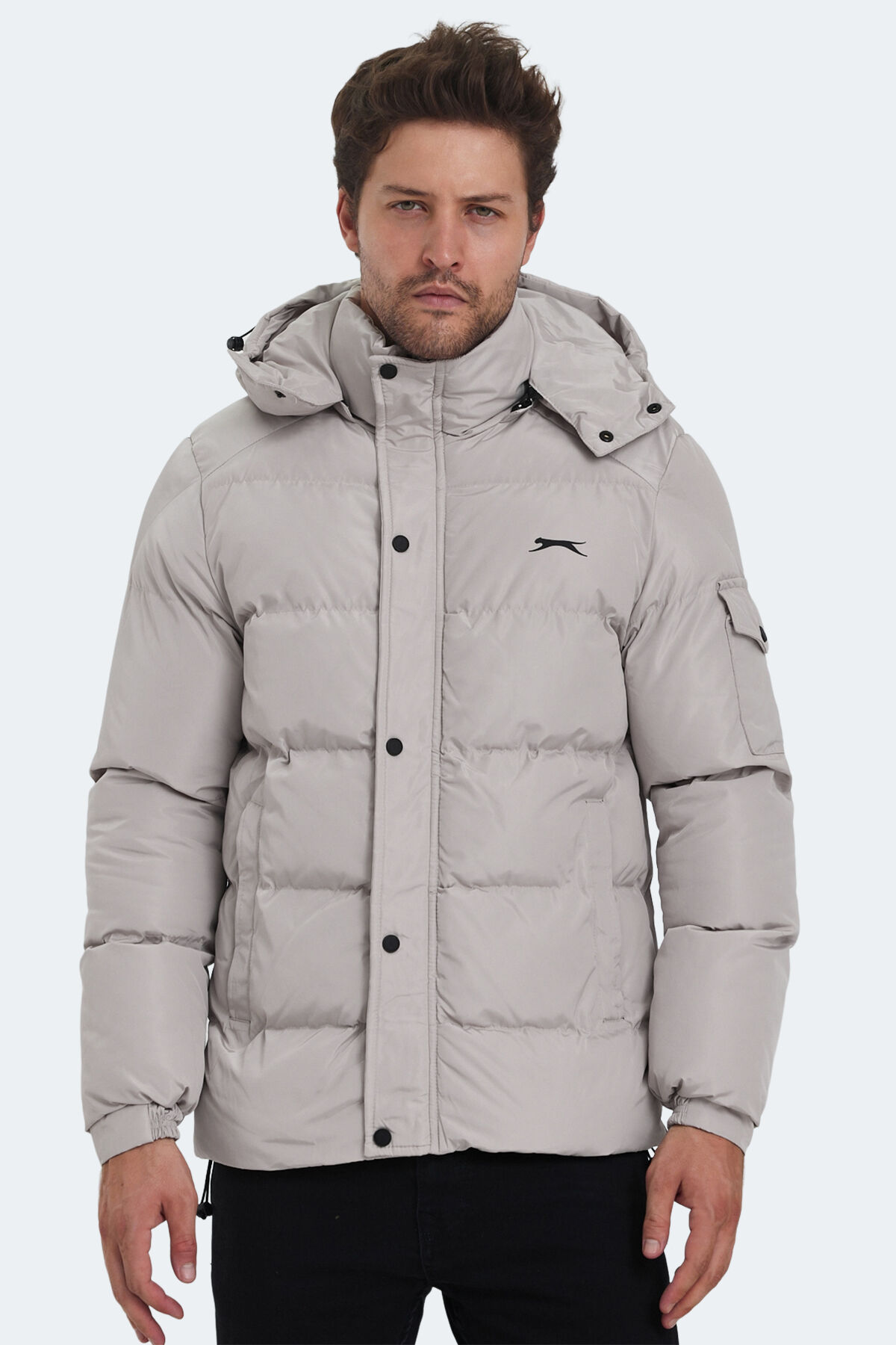 Slazenger GALAL Erkek Kapüşonlu Şişme Bej Mont & Kaban