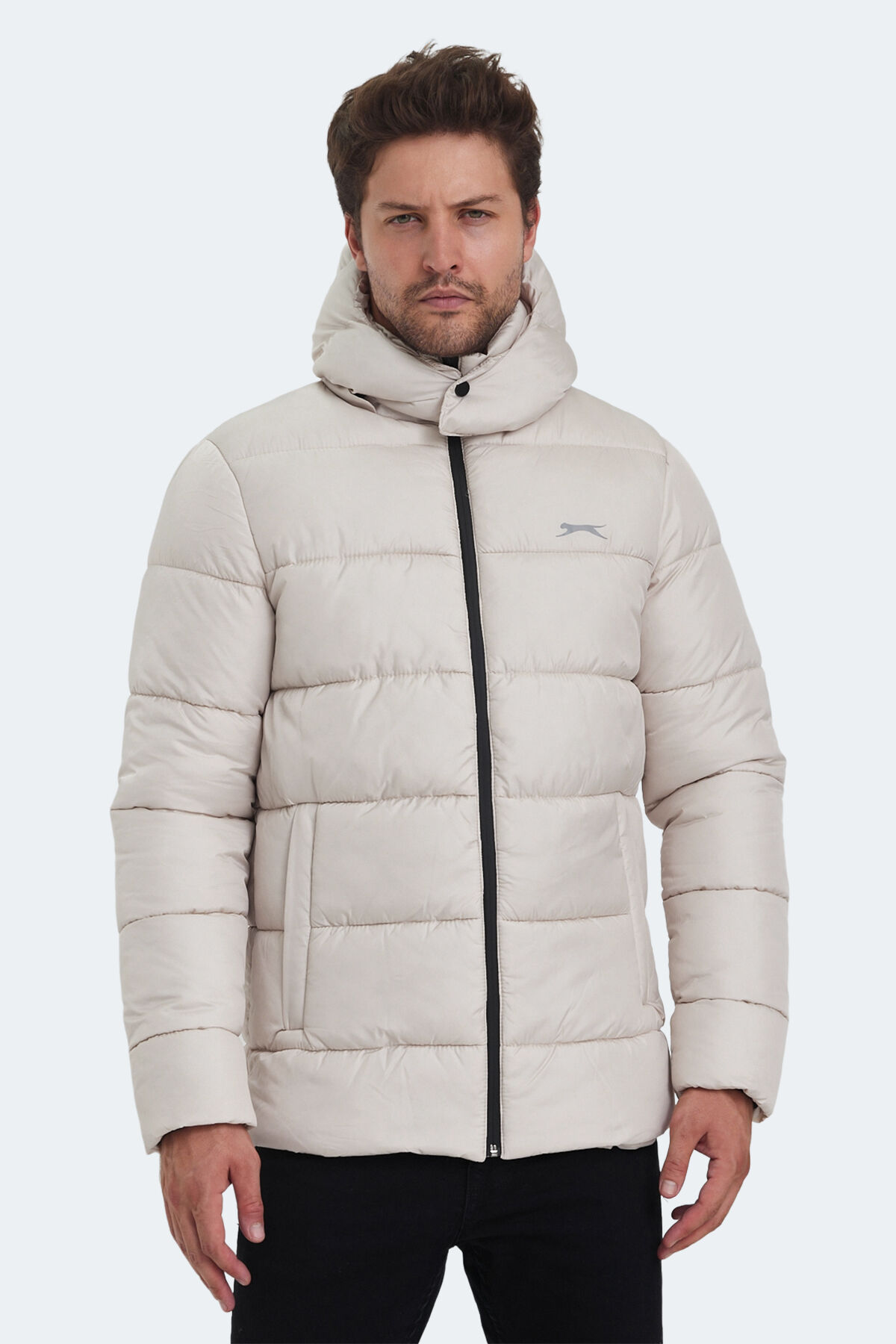 Slazenger GANEA IN Erkek Kapüşonlu Şişme Bej Mont & Kaban