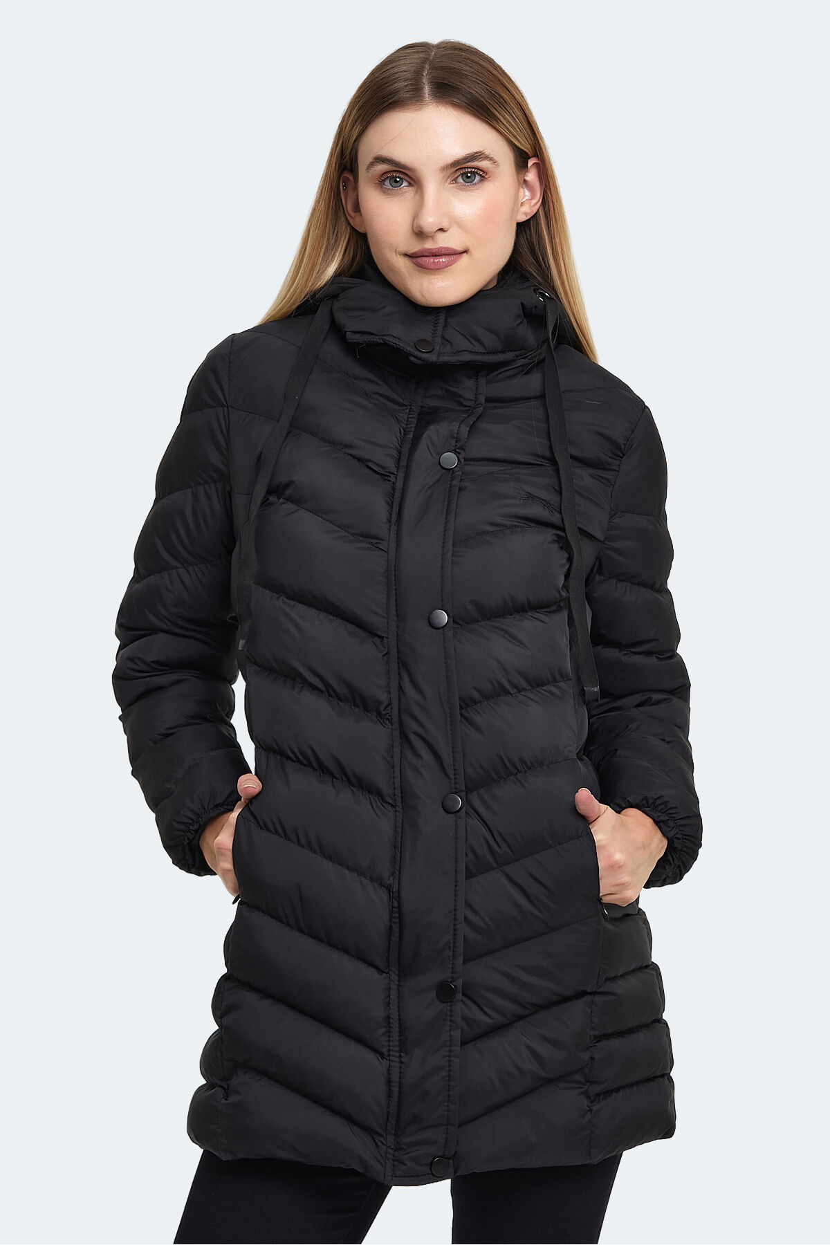 Slazenger GWEN Kadın Kapüşonlu Şişme Siyah Mont & Kaban