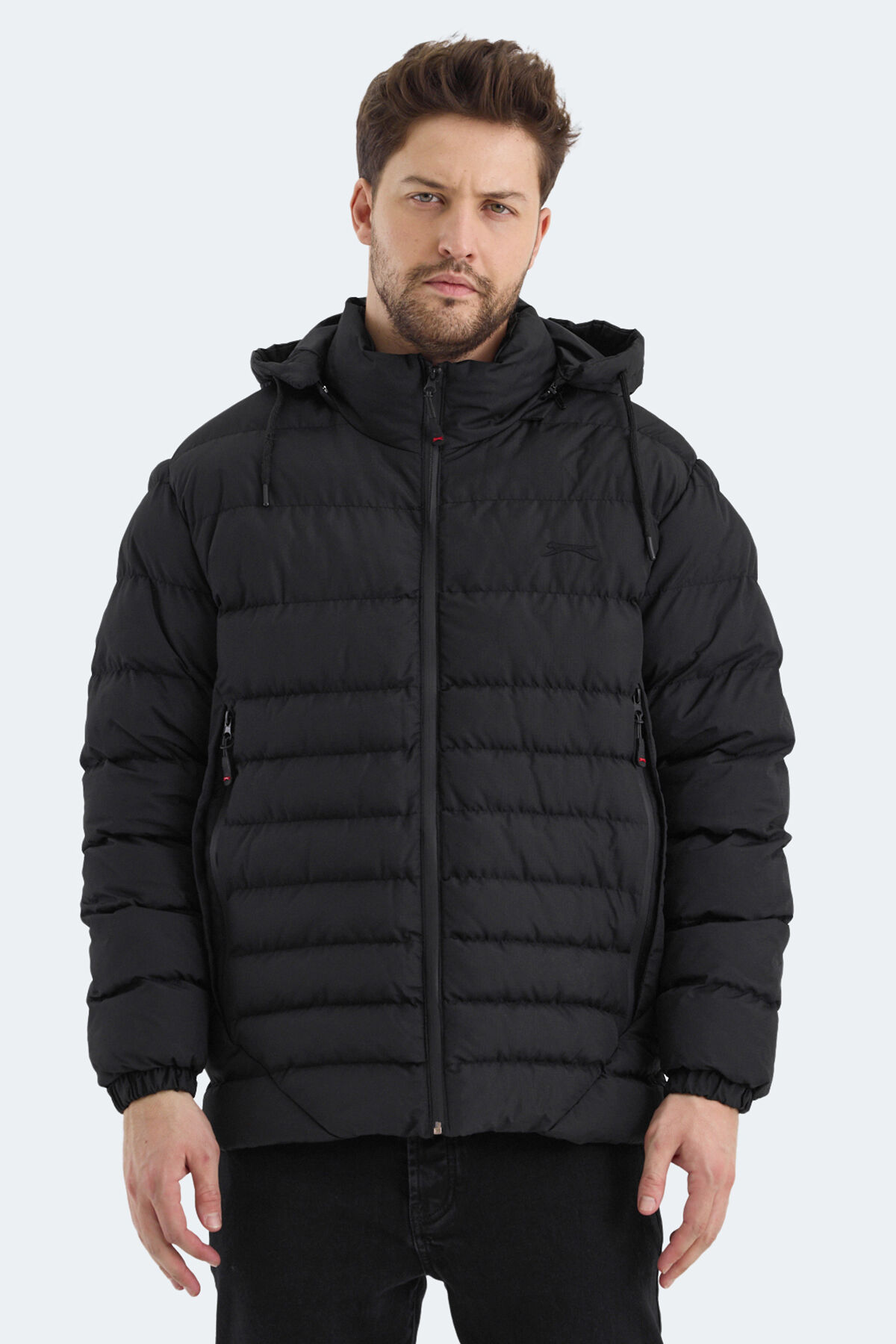 Slazenger HADI IN Erkek Kapüşonlu Şişme Siyah Mont & Kaban