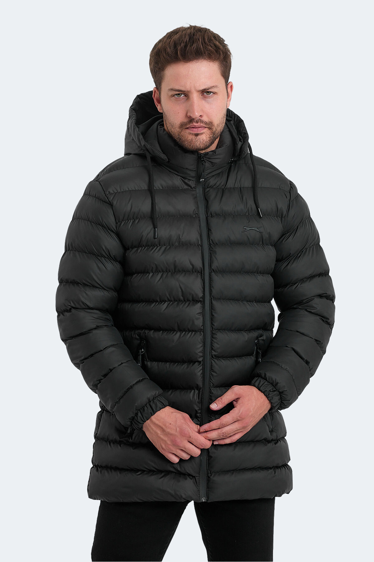 Slazenger HAIDEE IN Erkek Kapüşonlu Şişme Siyah Mont & Kaban