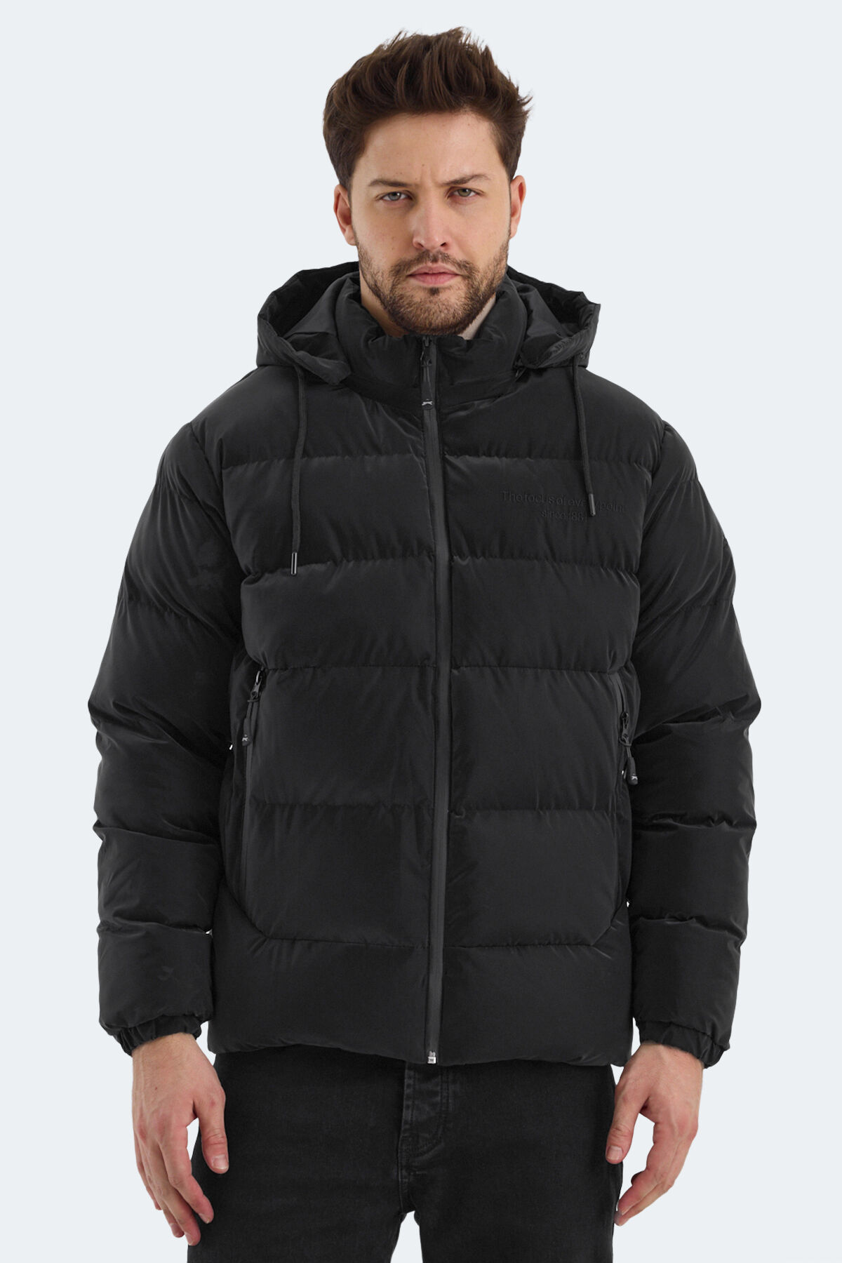 Slazenger HEINER Erkek Kapüşonlu Şişme Siyah Mont & Kaban