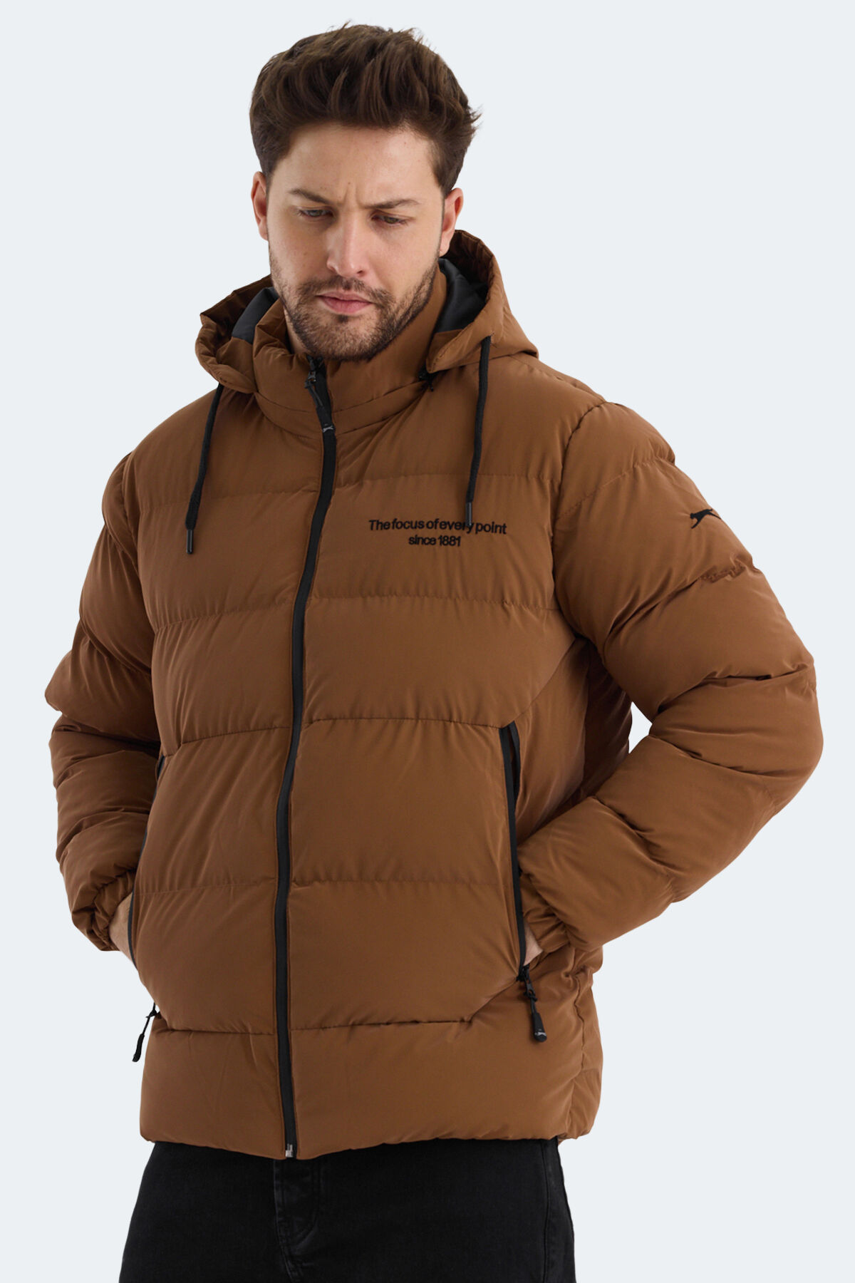 Slazenger HEINER Erkek Kapüşonlu Şişme Taba Mont & Kaban