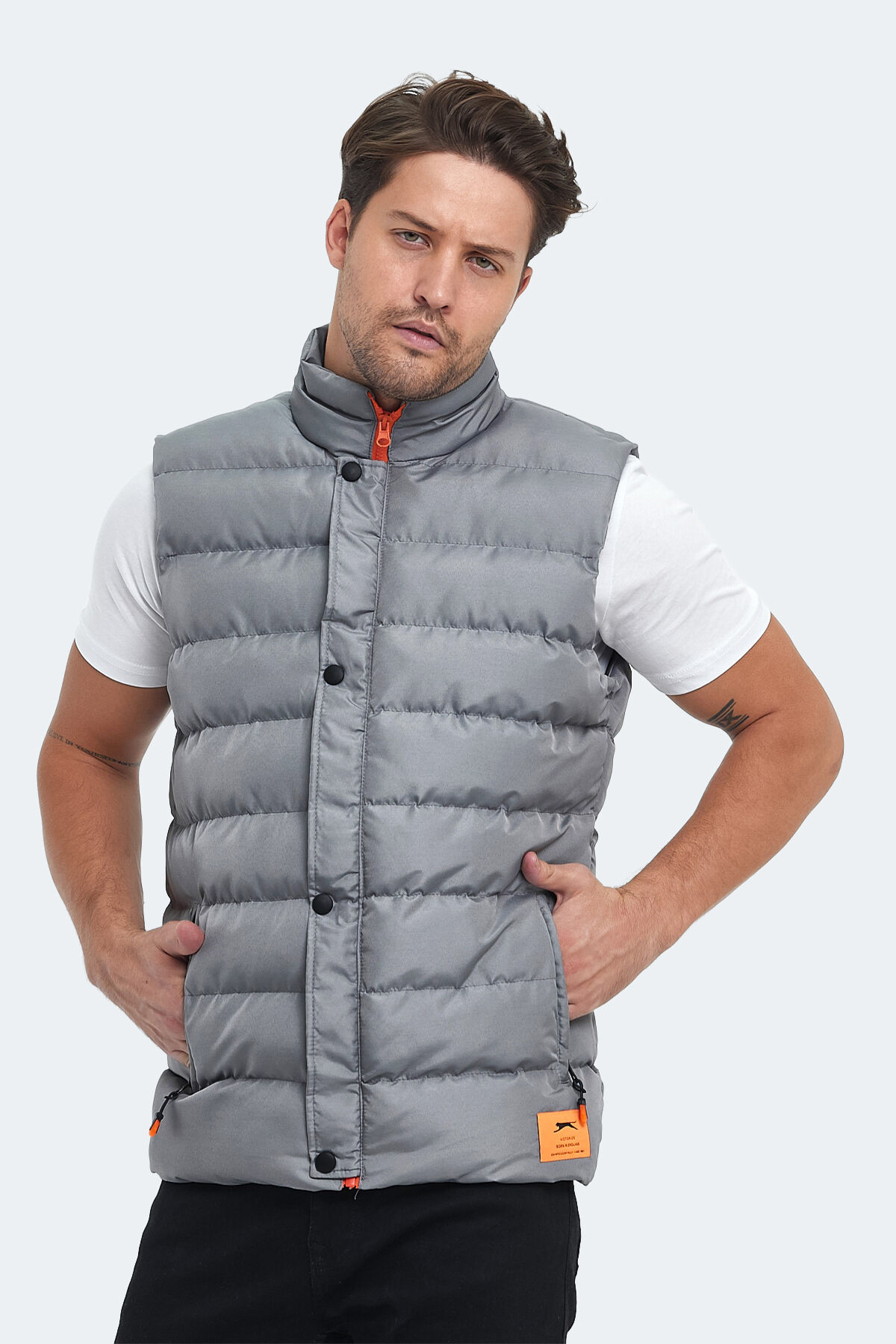 Slazenger HELEN Erkek Şişme Taş Gri Yelek