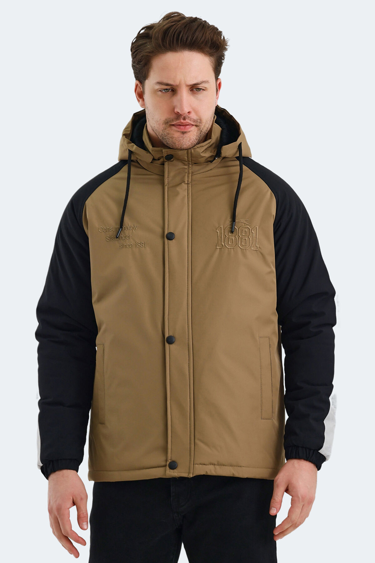 Slazenger HINOX Erkek Kapüşonlu Bej Mont & Kaban