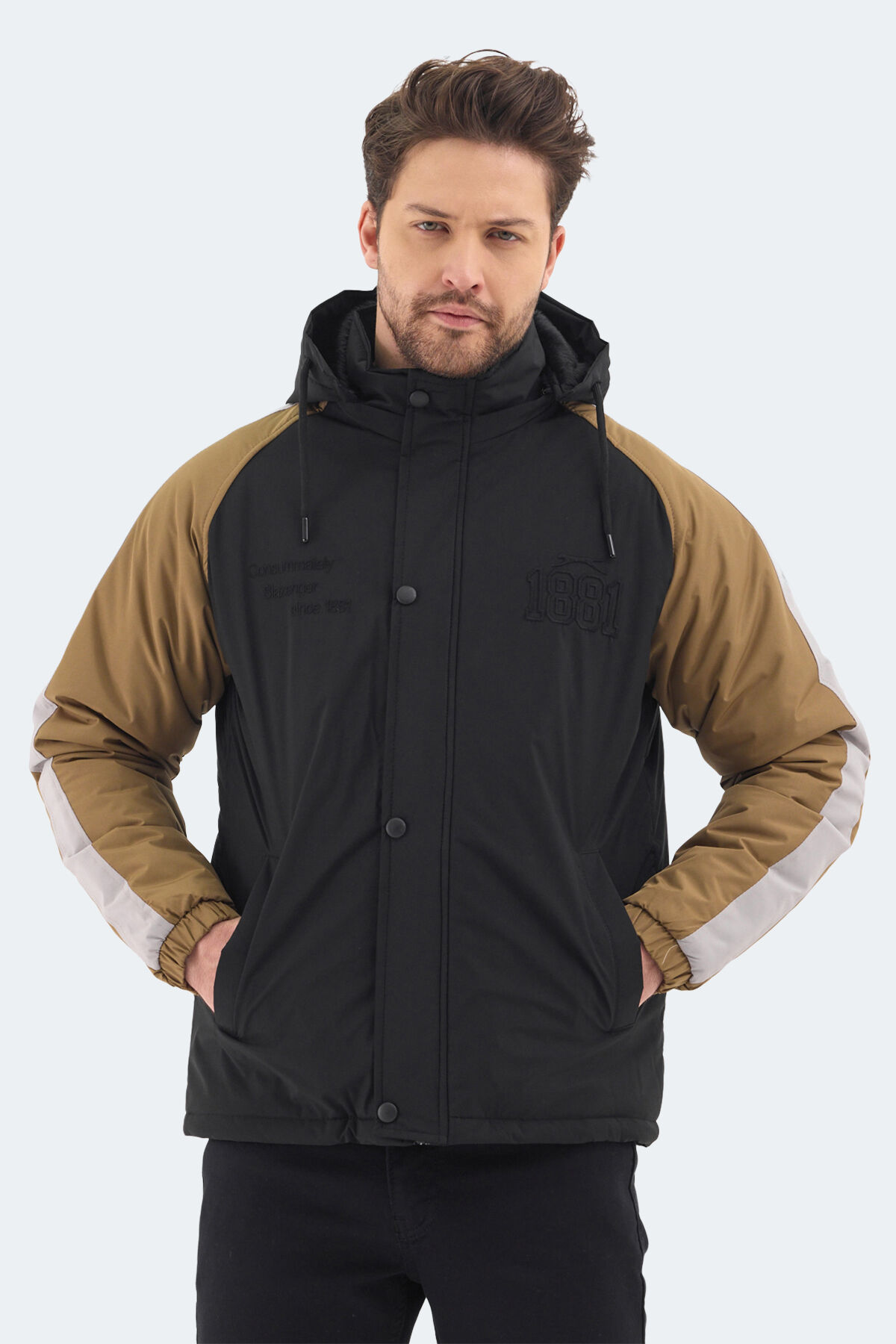 Slazenger HINOX Erkek Kapüşonlu Siyah Mont & Kaban