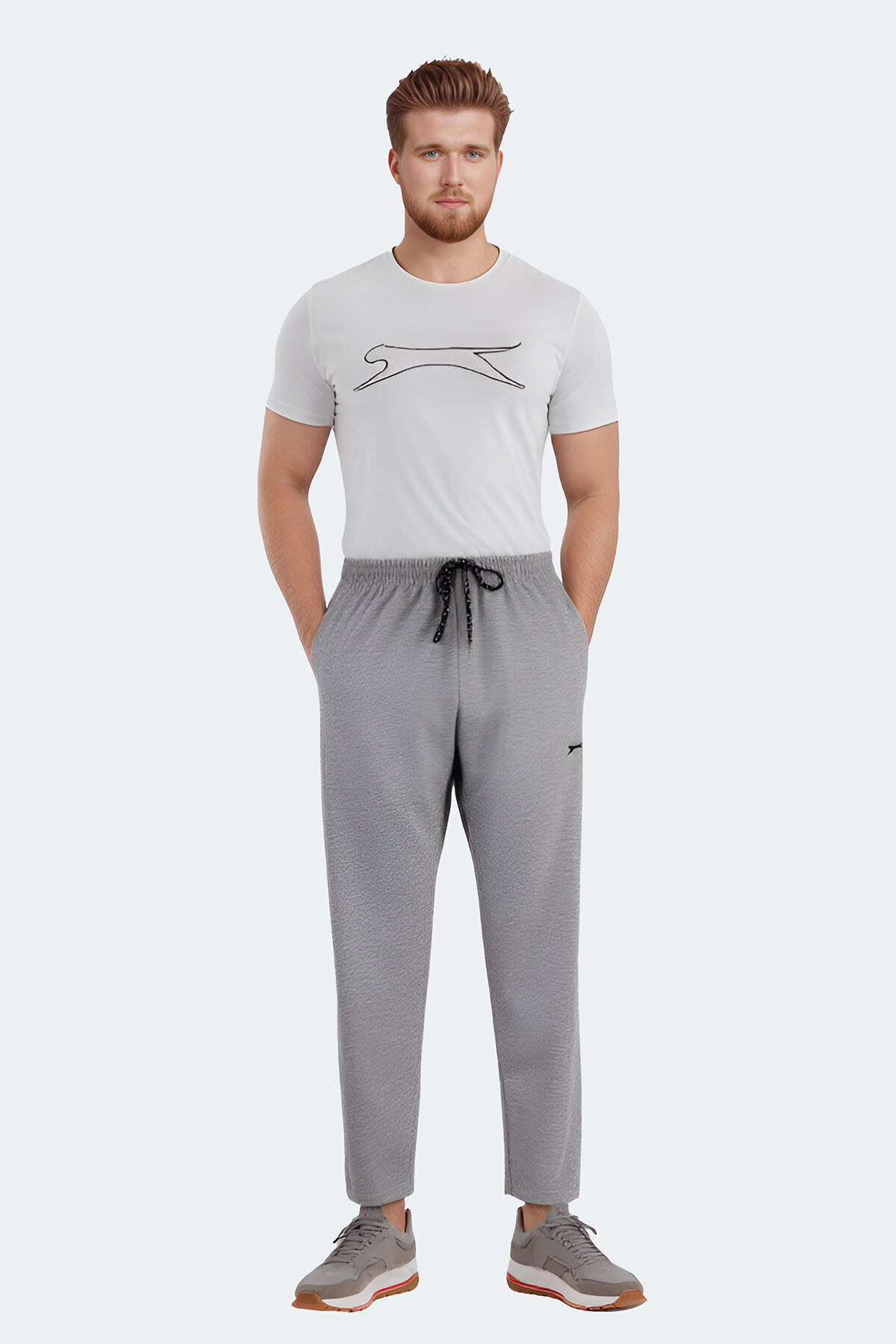 Slazenger JERRY Büyük Beden Erkek Cepli Gri Eşofman Altı