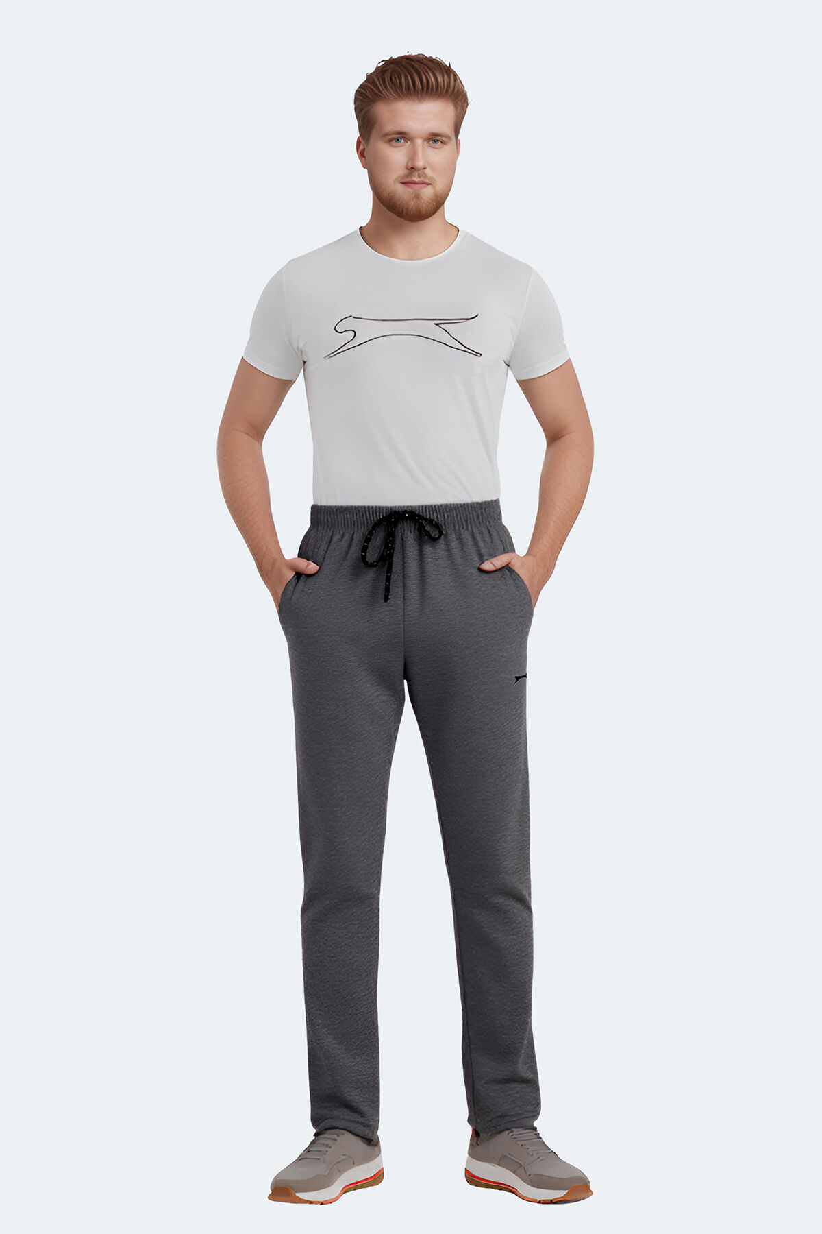 Slazenger JERRY Büyük Beden Erkek Cepli Koyu Gri Eşofman Altı