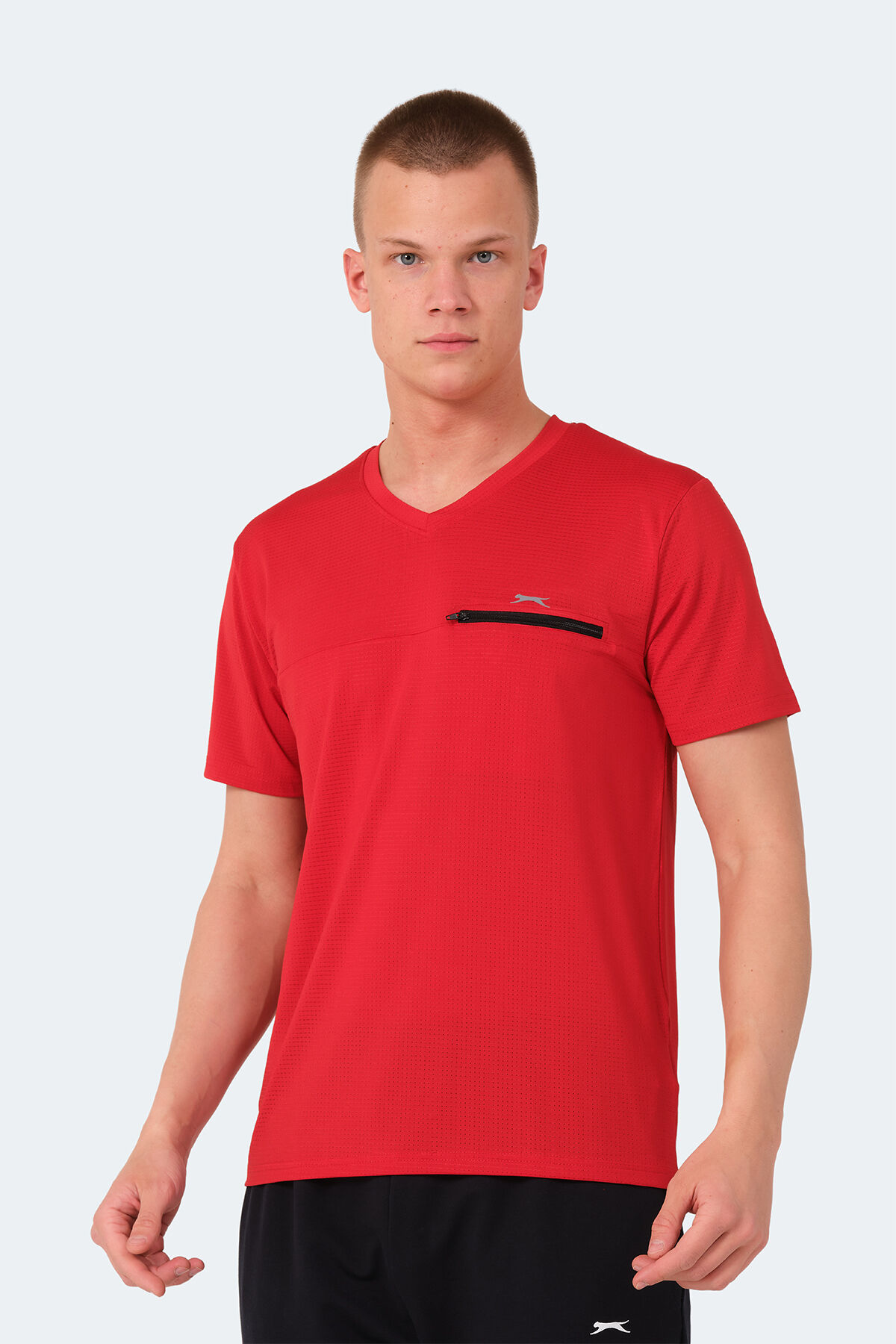 Slazenger KALLIAS Erkek Cepli V Yakan Kırmızı Tişört