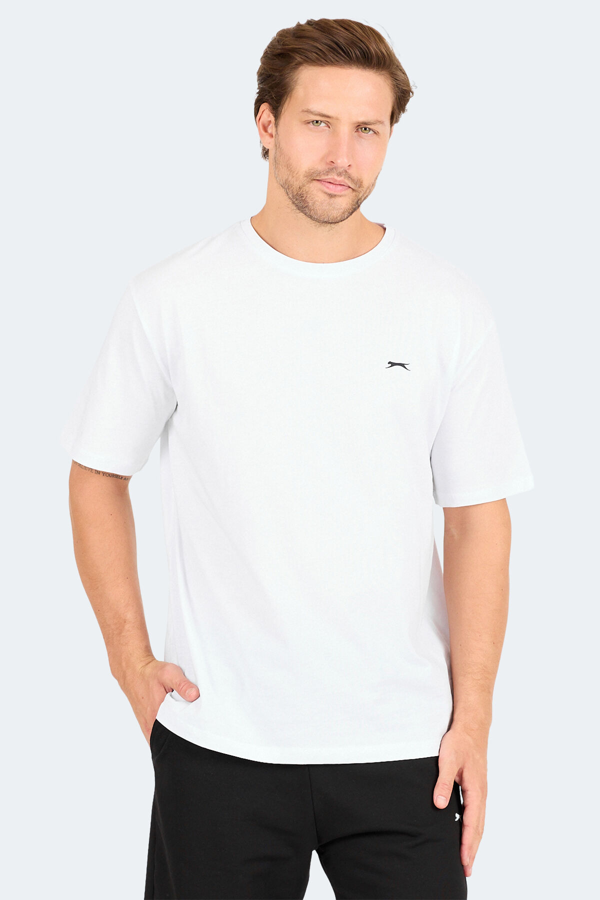 Slazenger KARNEN IN Oversize Erkek Baskılı Beyaz Tişört