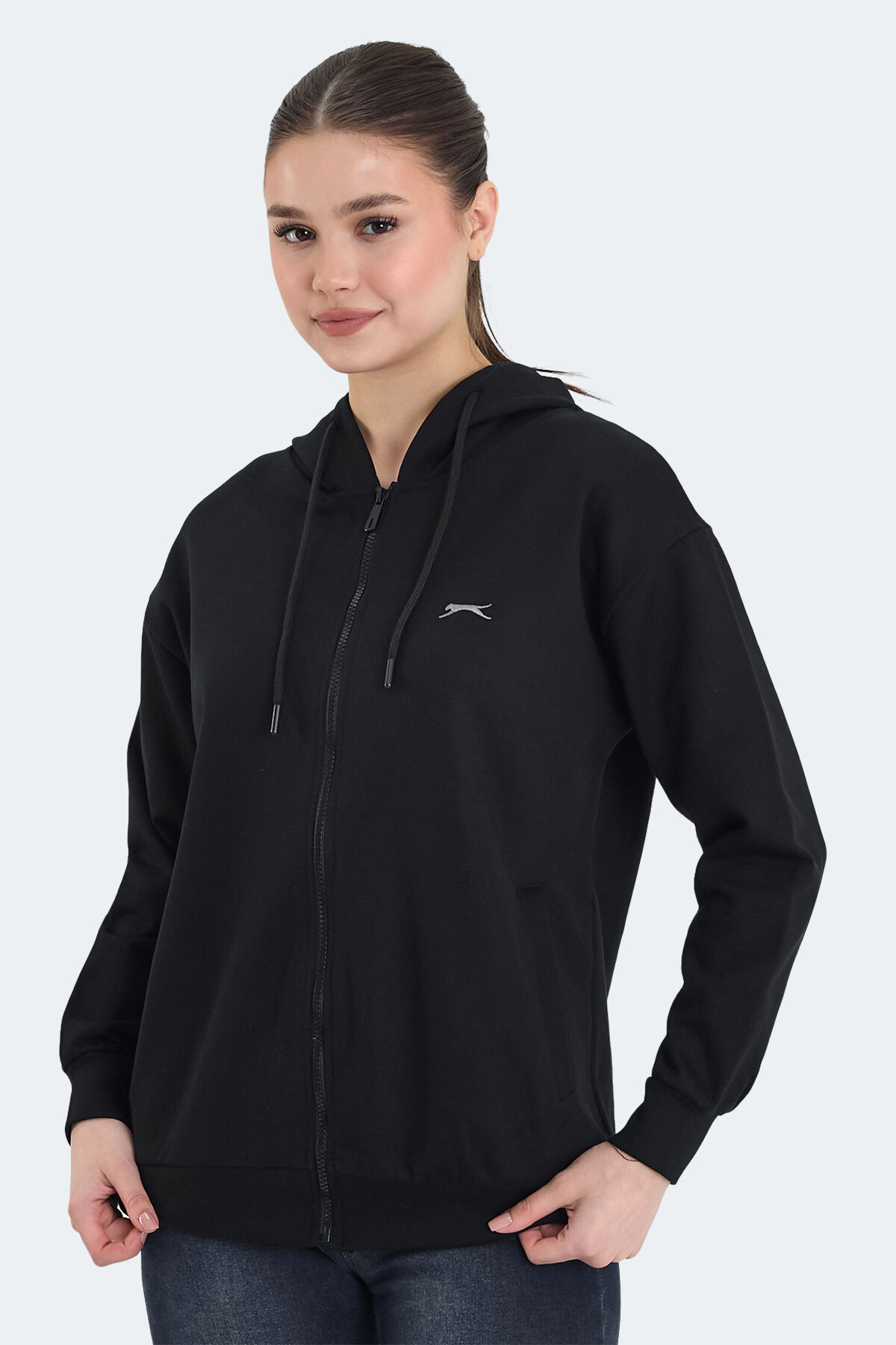 Slazenger KATHLEENA IN Kadın Oversıze Siyah Sweatshırt