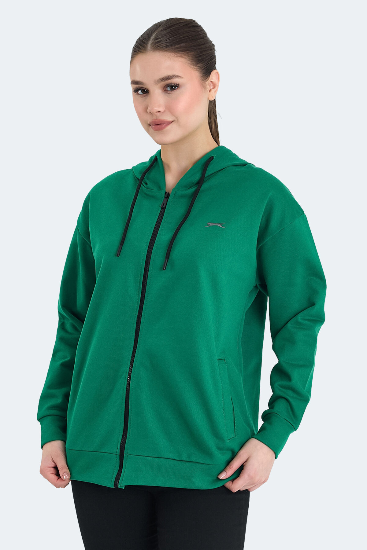 Slazenger KATHLEENA IN Kadın Oversıze Yeşil Sweatshırt