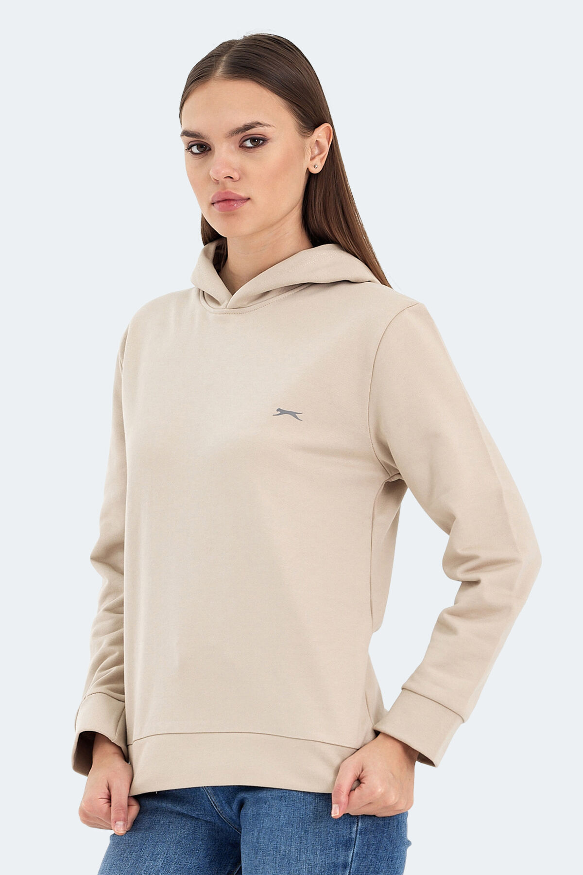 Slazenger KATHY IN Kadın Kapüşonlu Bej Sweatshırt