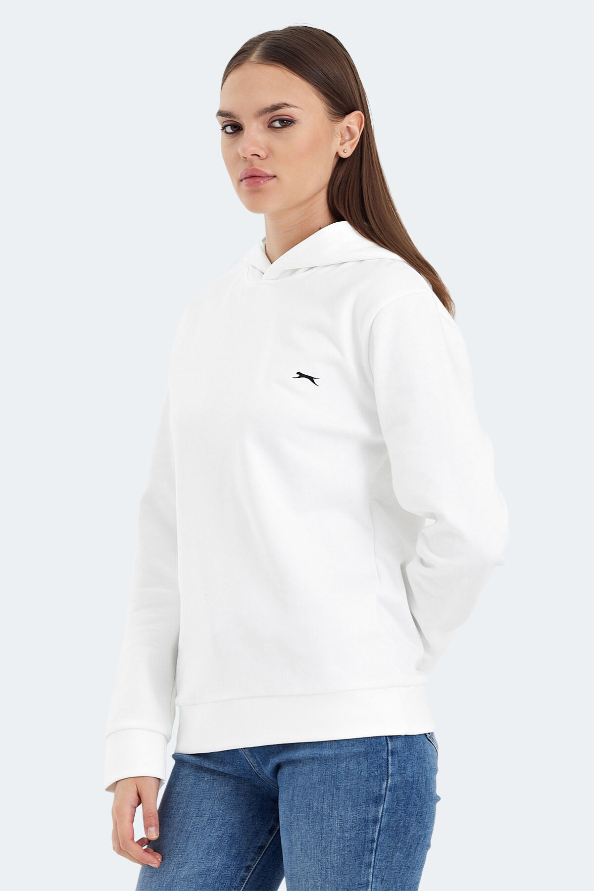 Slazenger KATHY IN Kadın Kapüşonlu Beyaz Sweatshırt