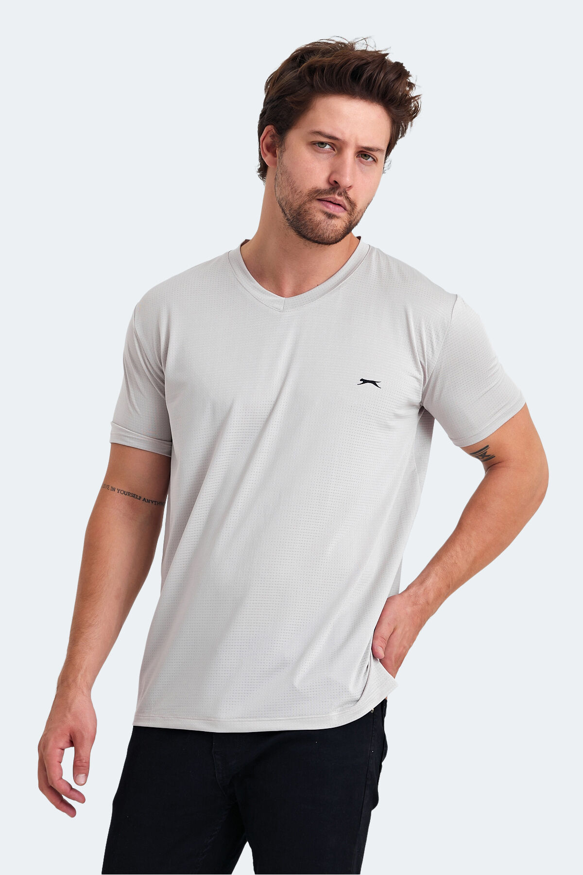 Slazenger KATRIINA Erkek V Yaka Bej Tişört