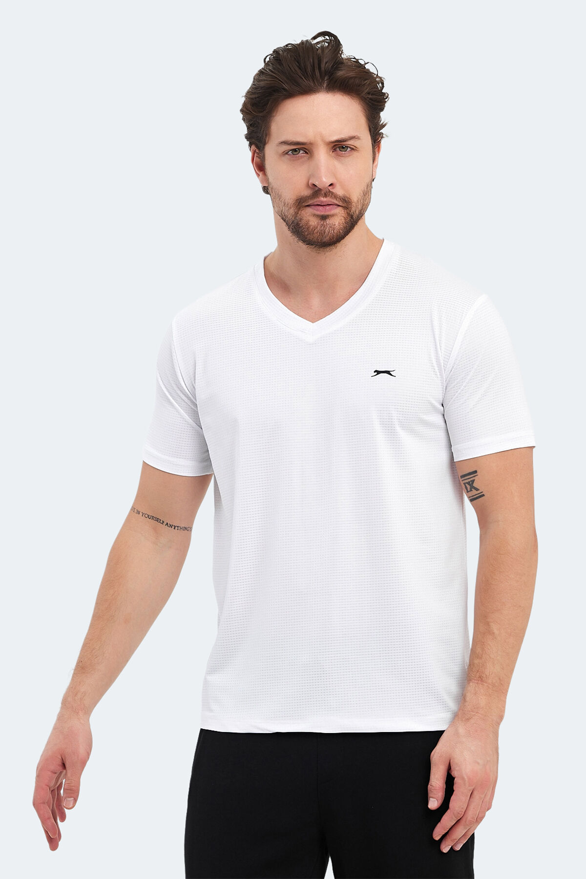 Slazenger KATRIINA Erkek V Yaka Beyaz Tişört