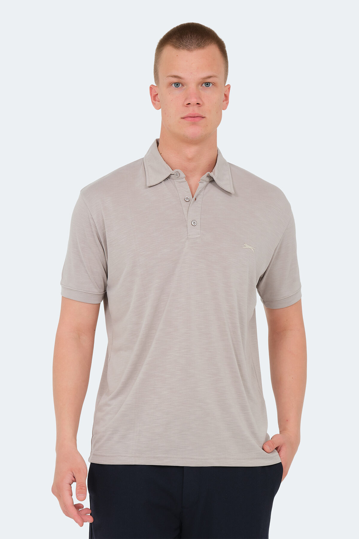 Slazenger KATSURO IN Erkek Polo Yaka Taş Gri Tişört