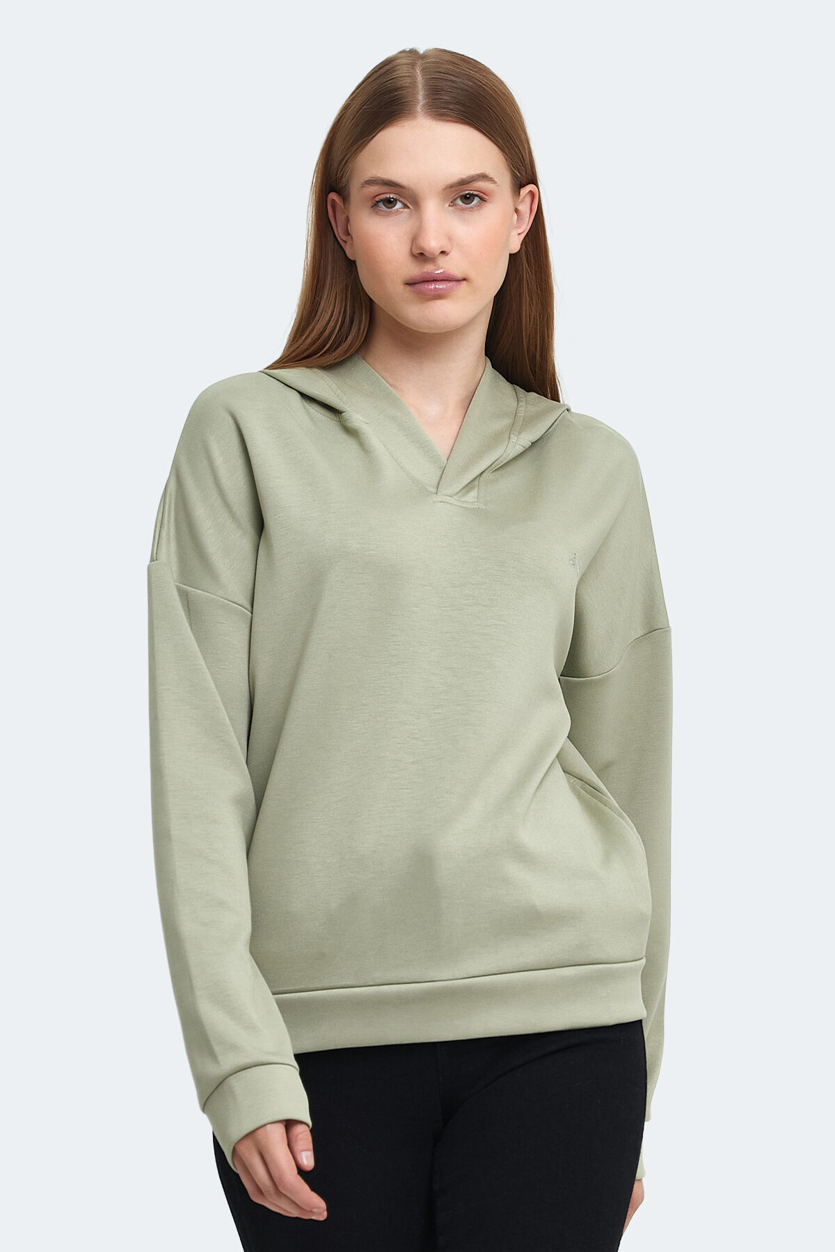 Slazenger KENZIE I Kadın Kapüşonlu Açık Yeşil Sweatshırt