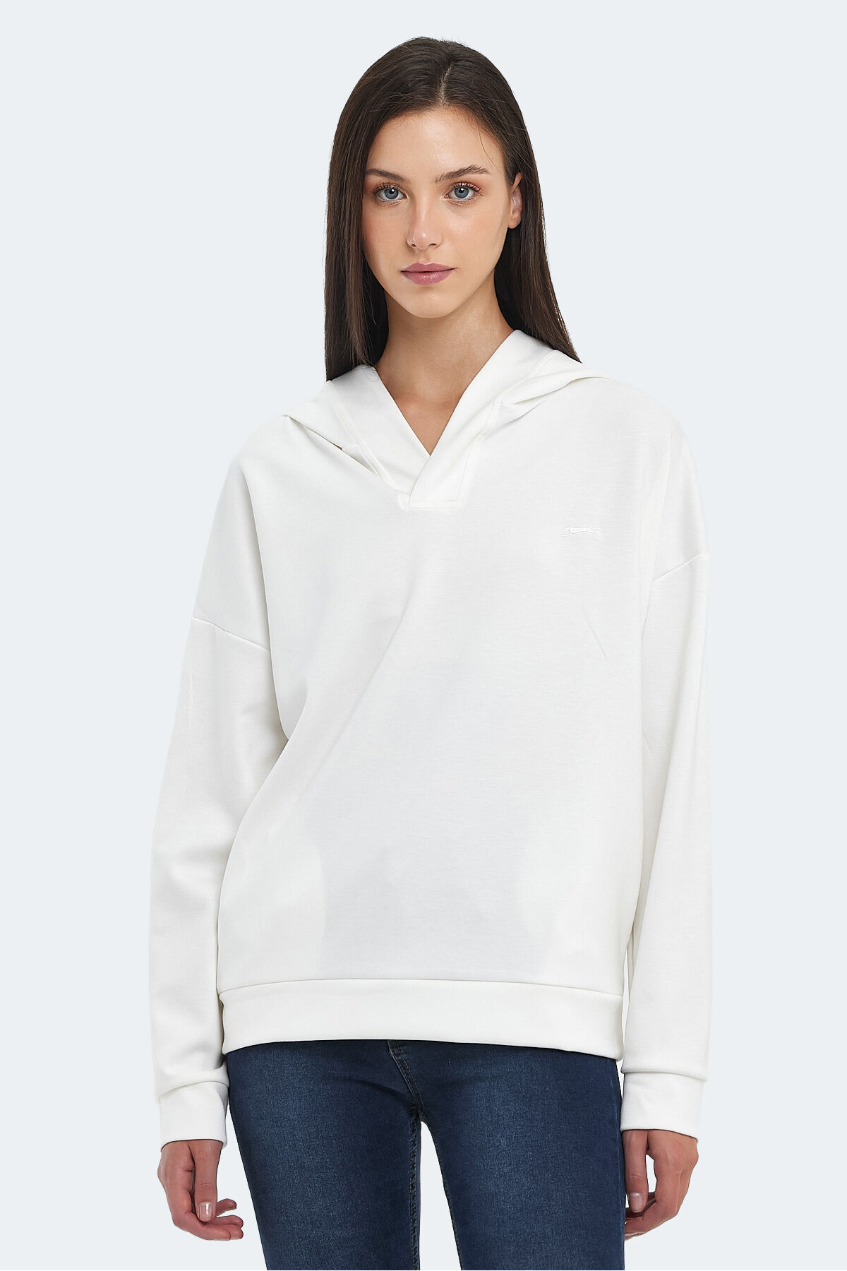Slazenger KENZIE I Kadın Kapüşonlu Ekru Sweatshırt