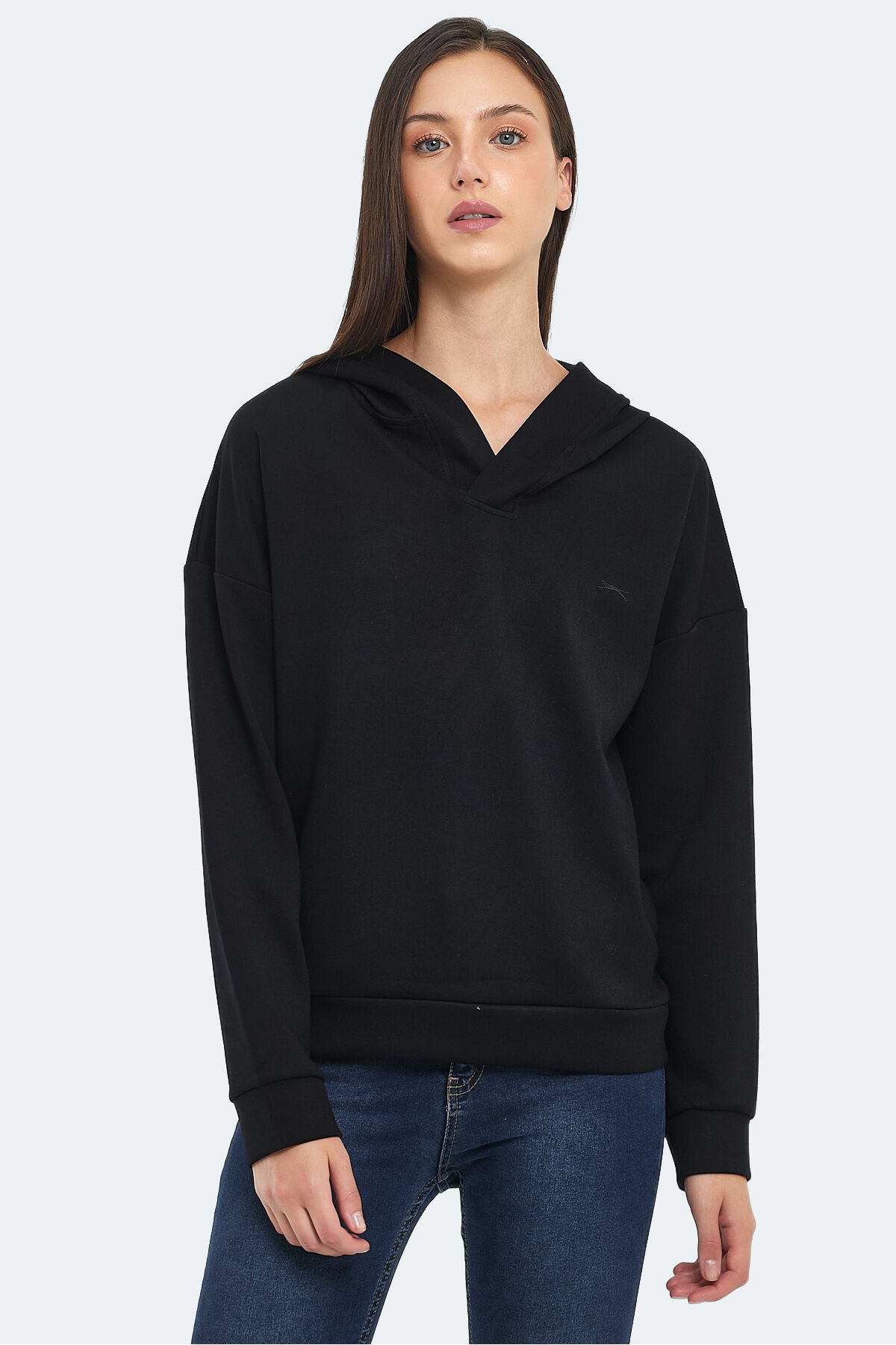 Slazenger KENZIE I Kadın Kapüşonlu Siyah Sweatshırt