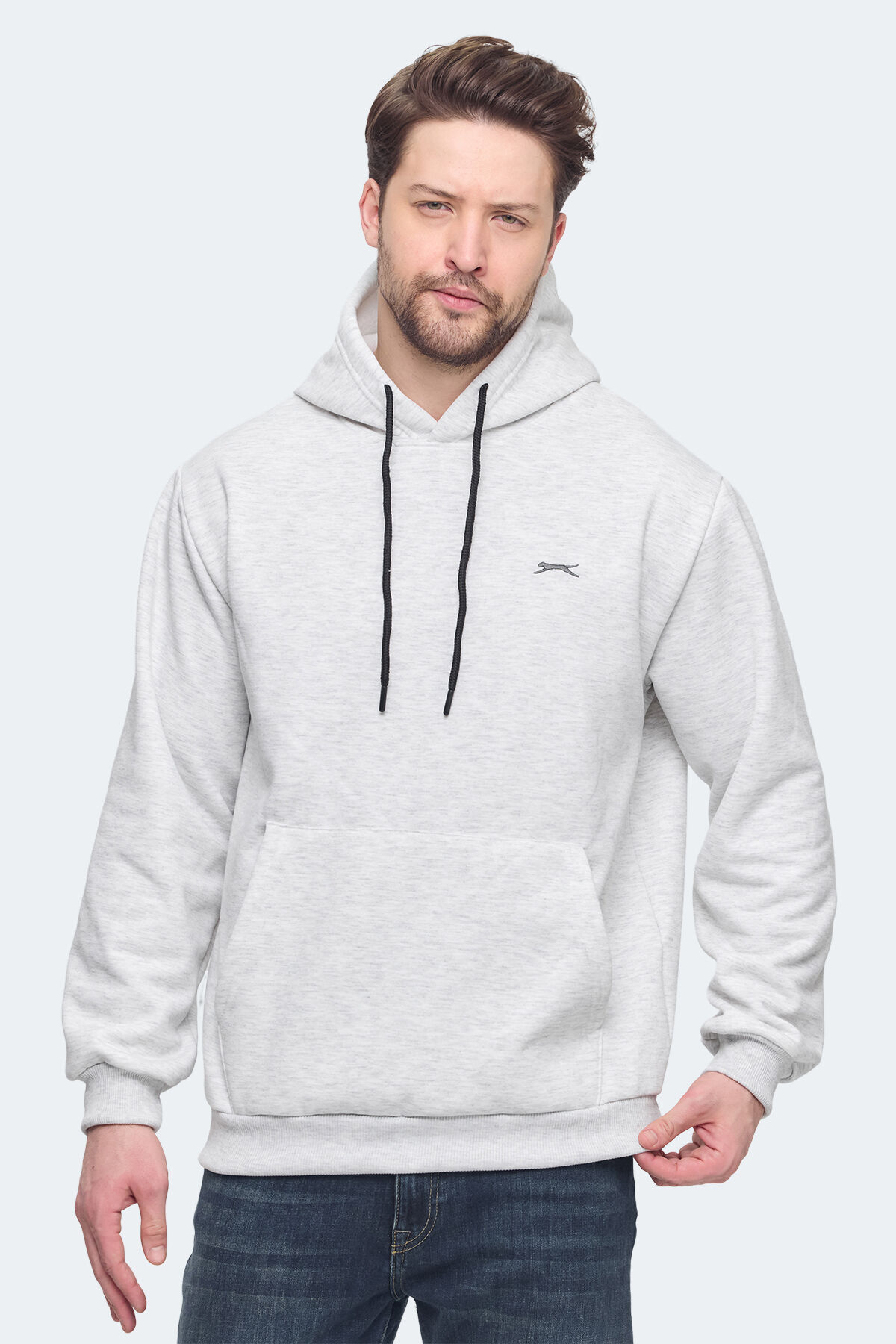Slazenger KICKSON IN Erkek Kapüşonlu Cepli Koyu Gri Sweatshırt