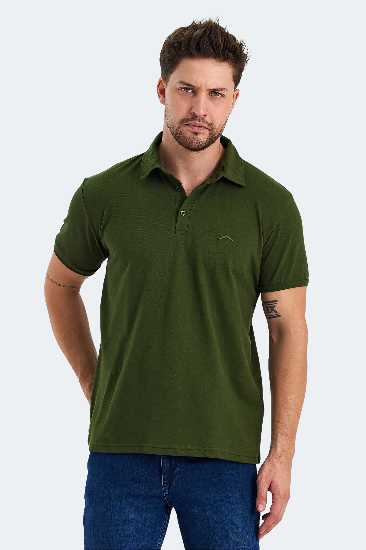 Slazenger KLASSE IN Erkek Polo Yaka Haki Tişört