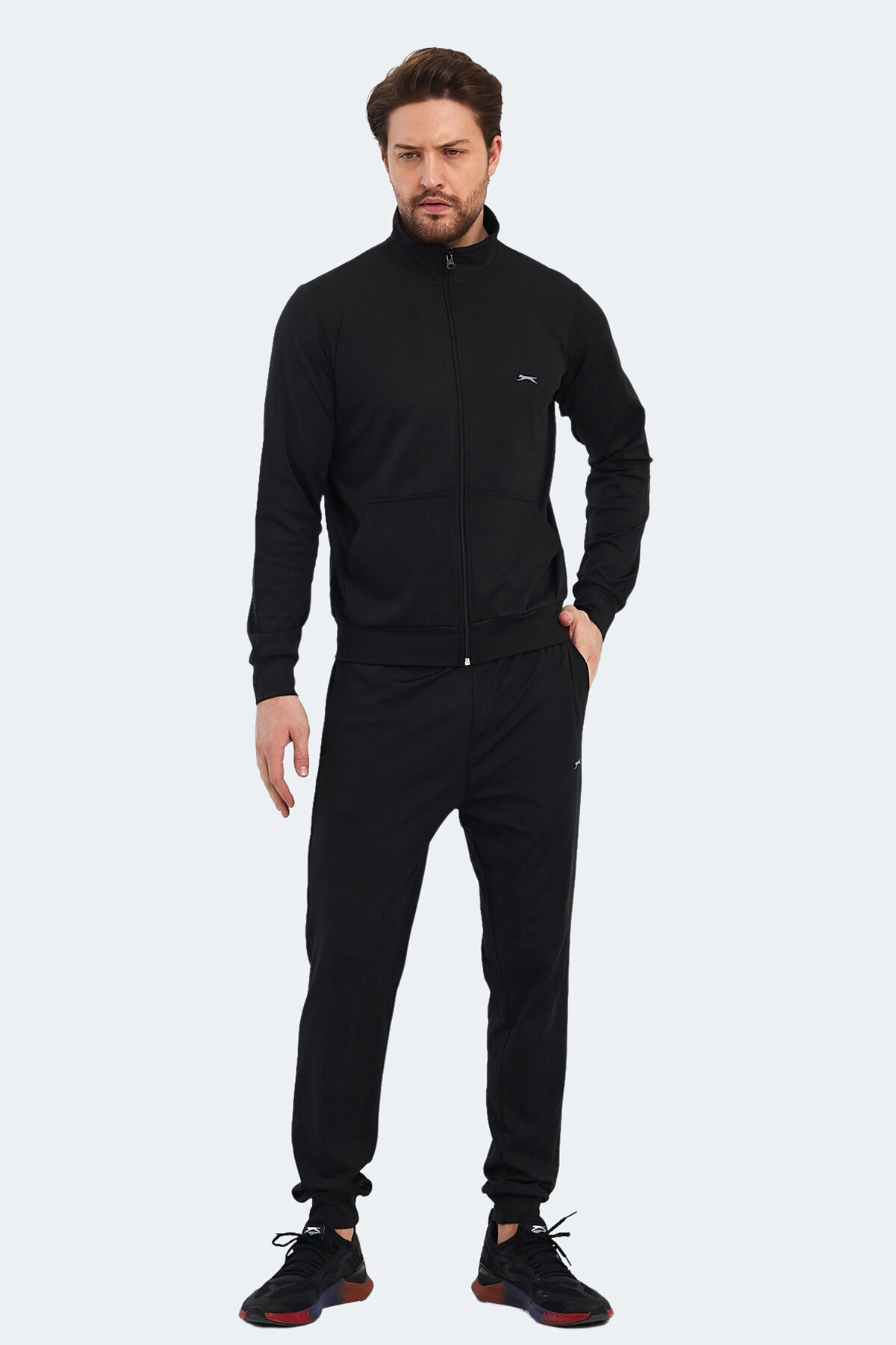 Slazenger KLOTEN IN Erkek Fermuarlı Dik Yaka Cepli Siyah Eşofman Takımı