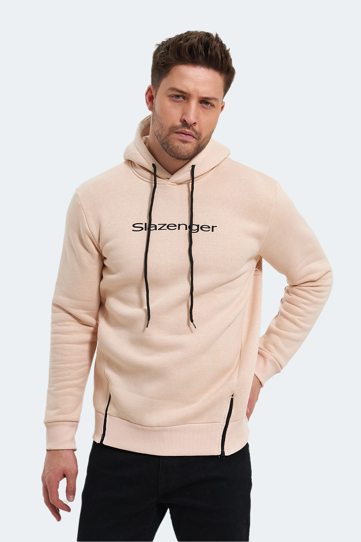 Slazenger KOBA IN Erkek Kapüşonlu Bej Sweatshırt