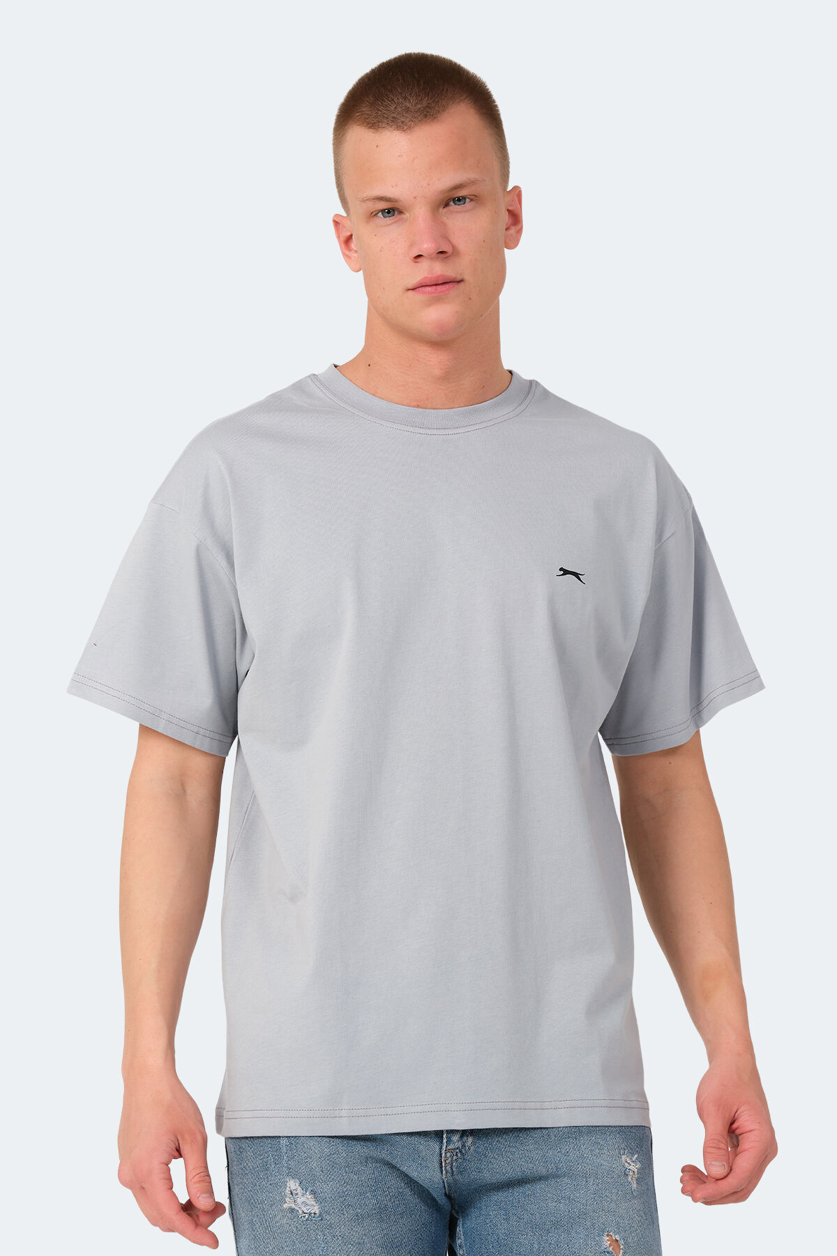 Slazenger KULANA Erkek Oversıze Gri Tişört