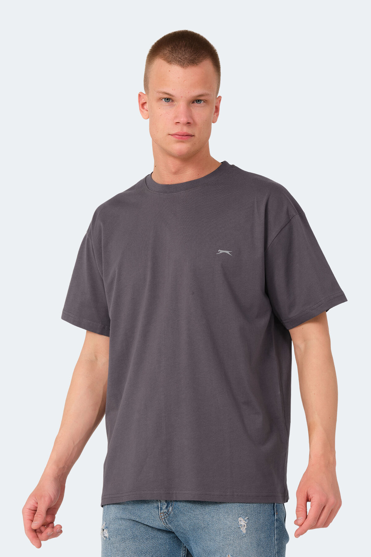 Slazenger KULANA Erkek Oversıze Koyu Gri Tişört