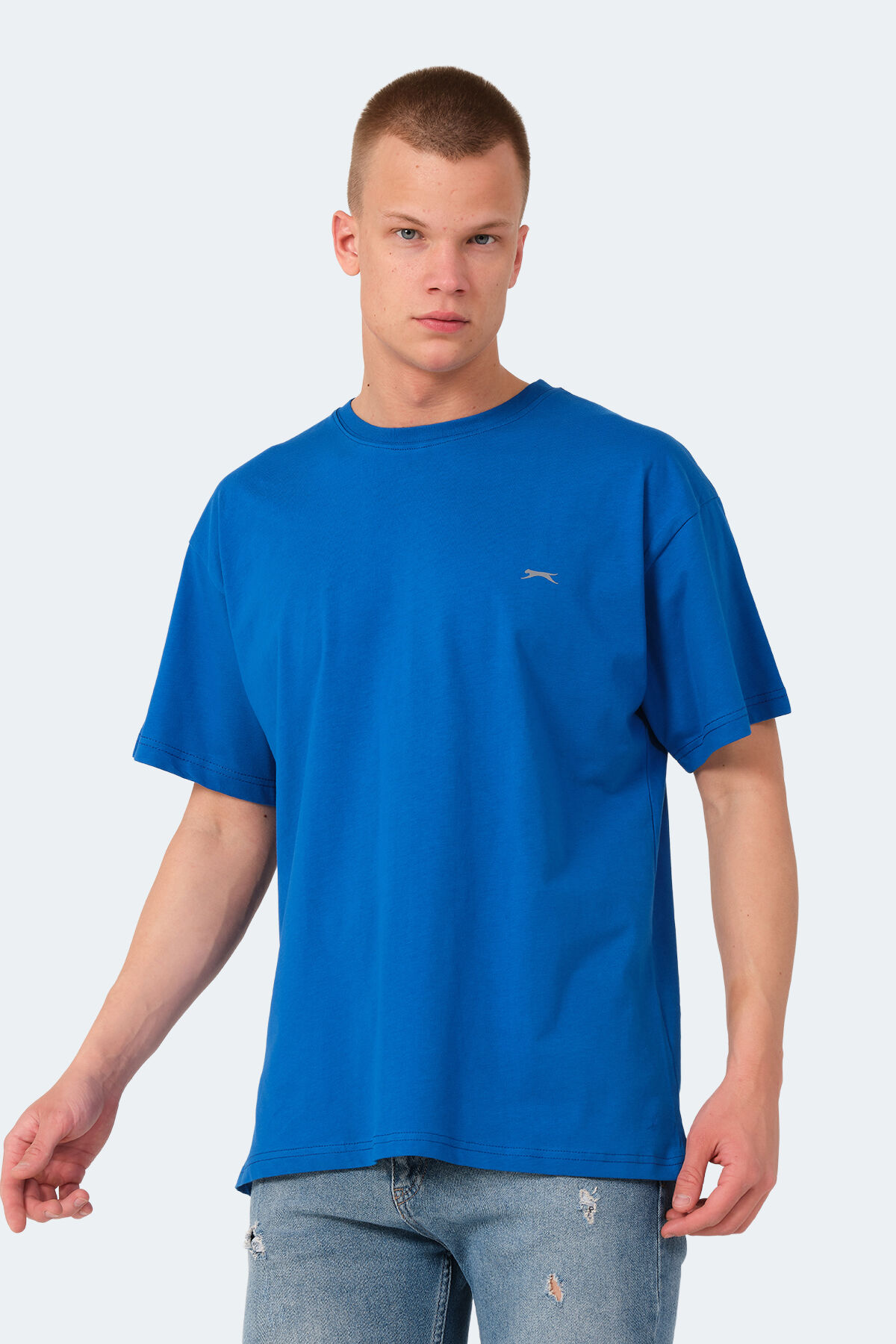 Slazenger KULANA Erkek Oversıze Saks Mavi Tişört