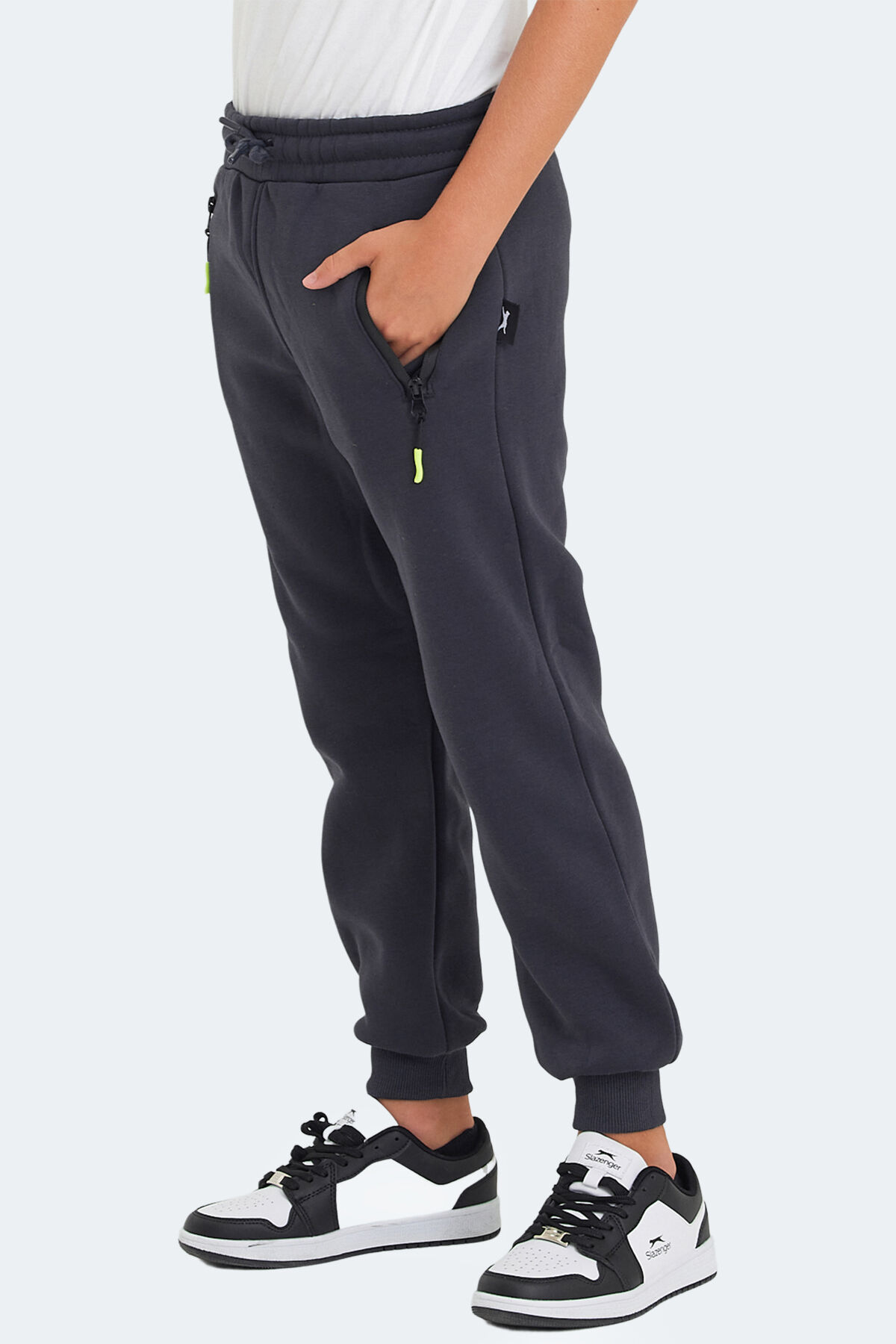 Slazenger LAMIS Unisex Çocuk Fermuar Cepli Koyu Gri Eşofman Altı