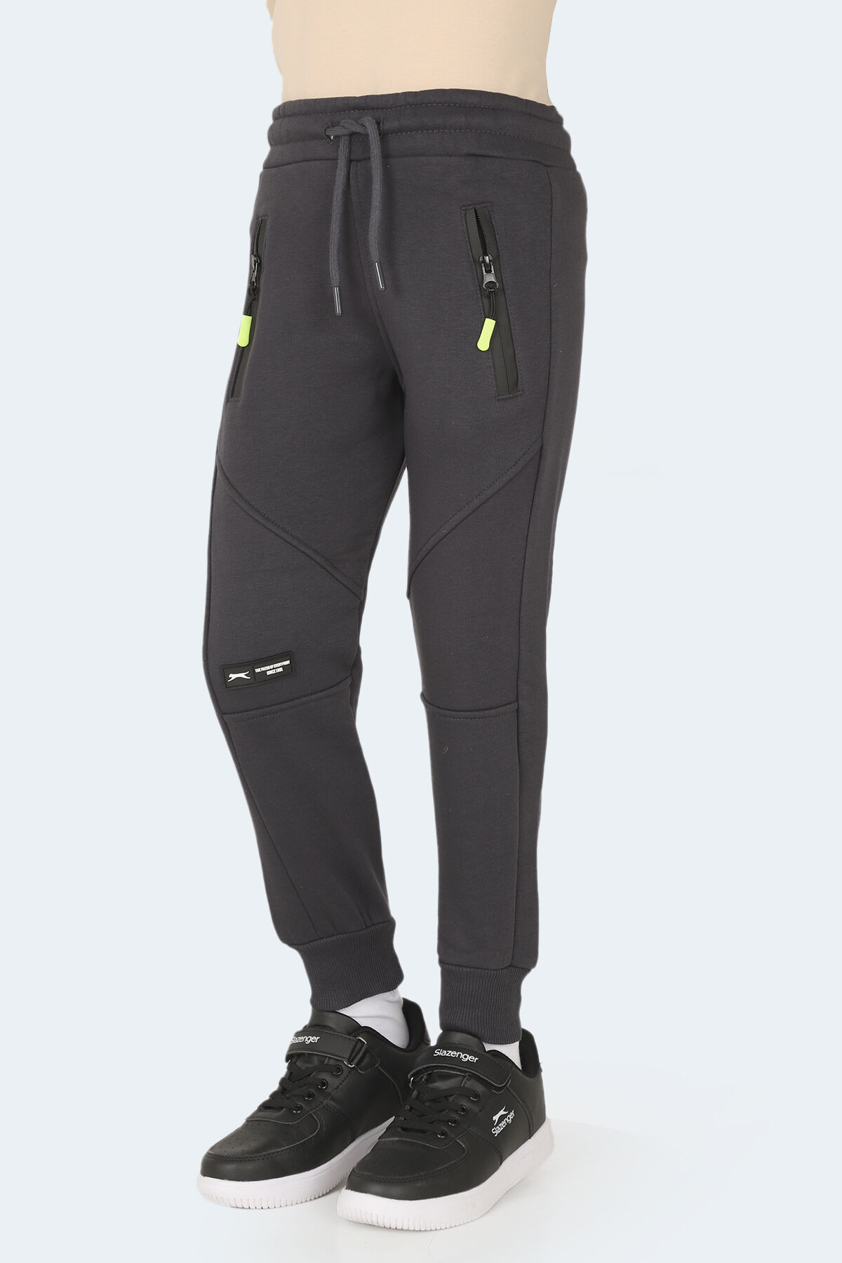Slazenger LAMYA Unisex Çocuk Fermuar Cepli Koyu Gri Eşofman Altı