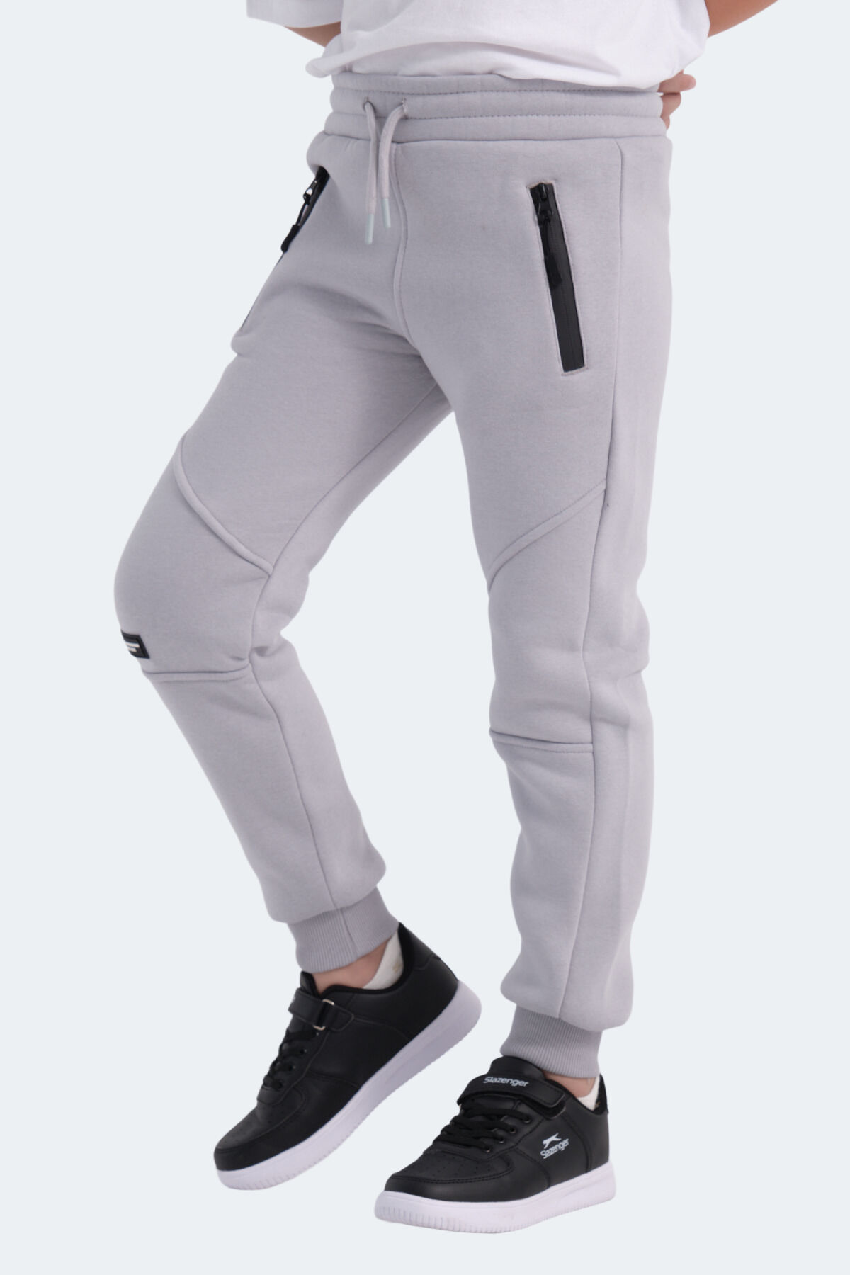 Slazenger LAMYA Unisex Çocuk Fermuar Cepli Taş Gri Eşofman Altı