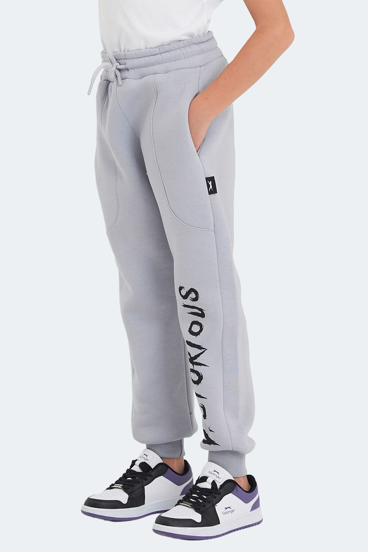 Slazenger LANEY Unisex Çocuk Cepli Taş Gri Eşofman Altı