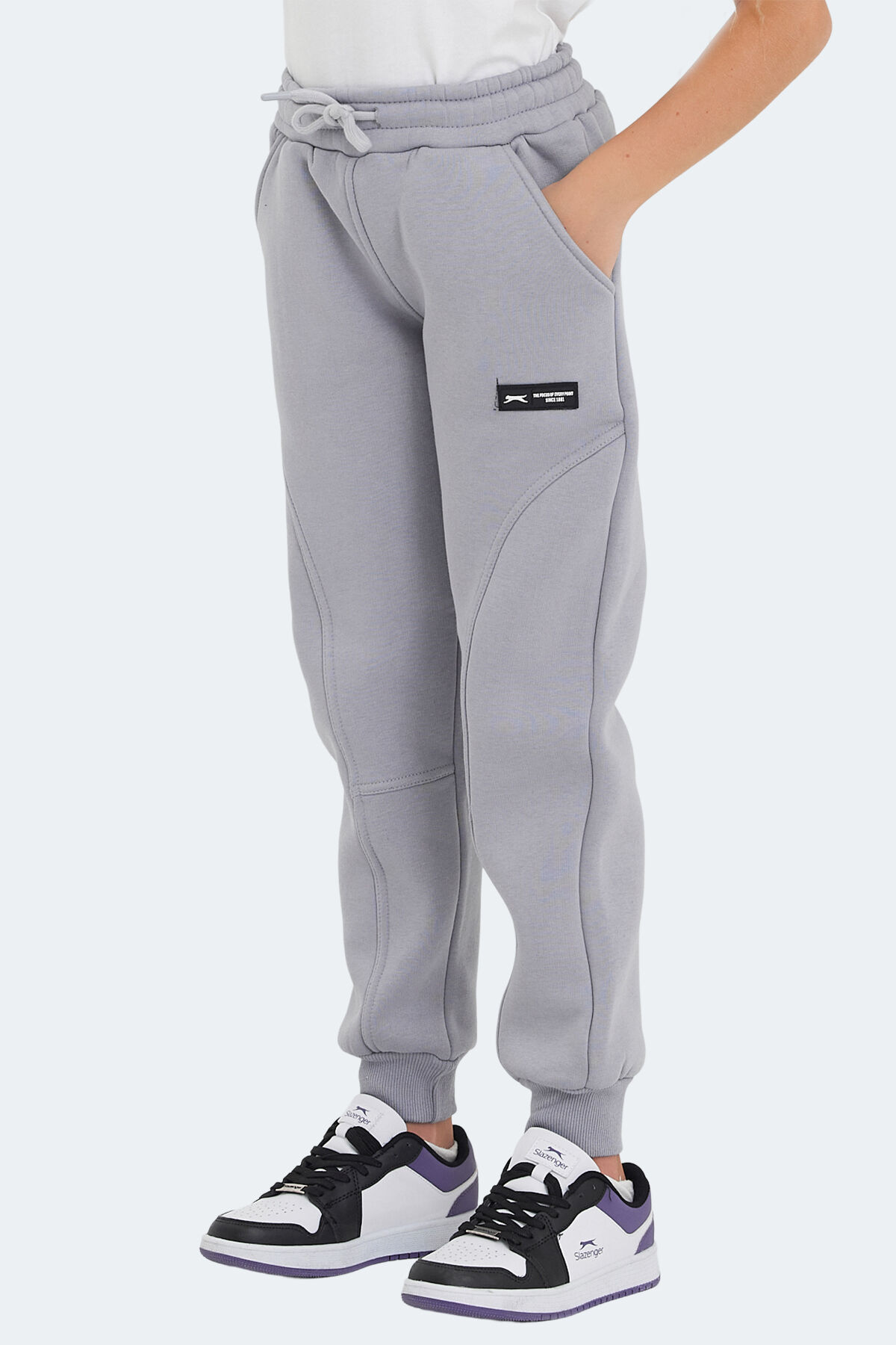 Slazenger LAVRA Unisex Çocuk Cepli Taş Gri Eşofman Altı