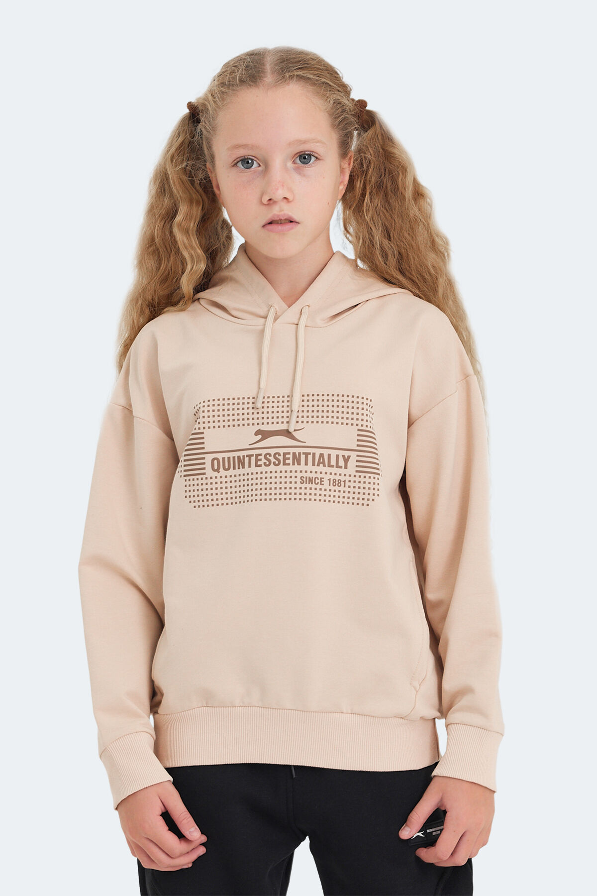 Slazenger LAYO Unisex Çocuk Kapüşonlu Camel Sweatshırt