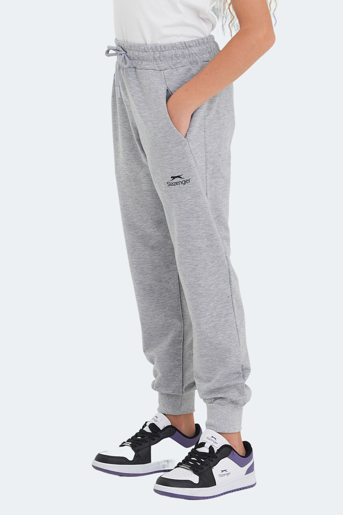 Slazenger LEGY IN Unisex Çocuk Cepli Taş Gri Eşofman Altı