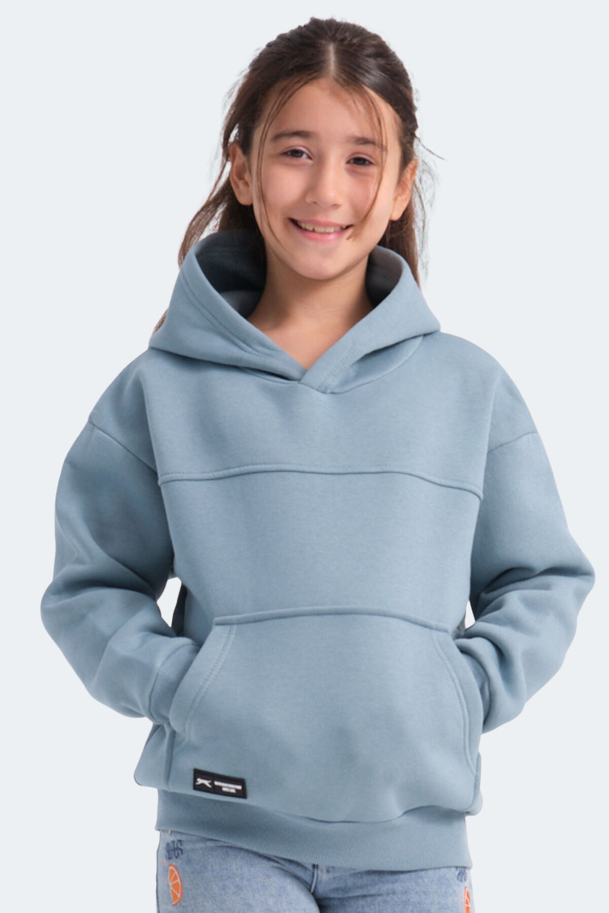 Slazenger LENE Unisex Çocuk Kapüşonlu Cepli Mavi Sweatshırt