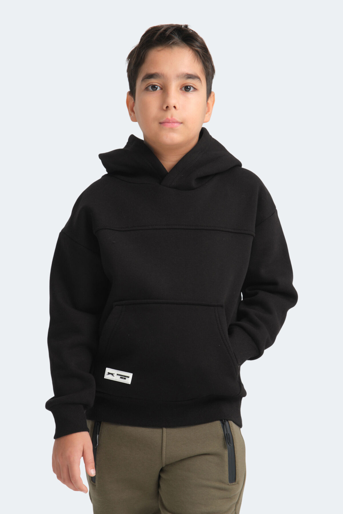 Slazenger LENE Unisex Çocuk Kapüşonlu Cepli Siyah Sweatshırt