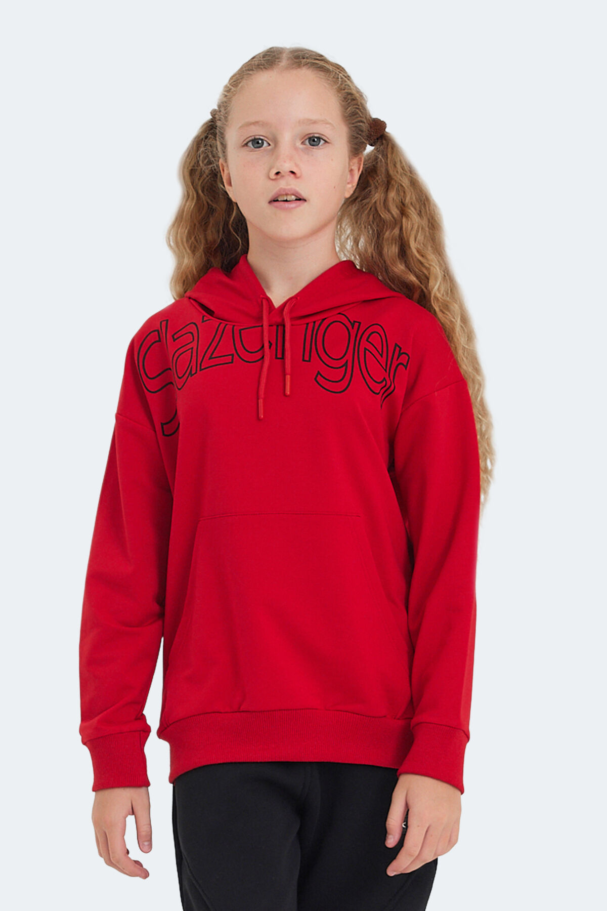 Slazenger LETTO Unisex Çocuk Kapüşonlu Cepli Kırmızı Sweatshırt