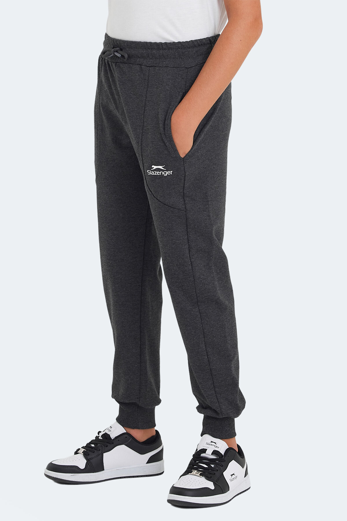 Slazenger LINE IN Unisex Çocuk Cepli Koyu Gri Eşofman Altı