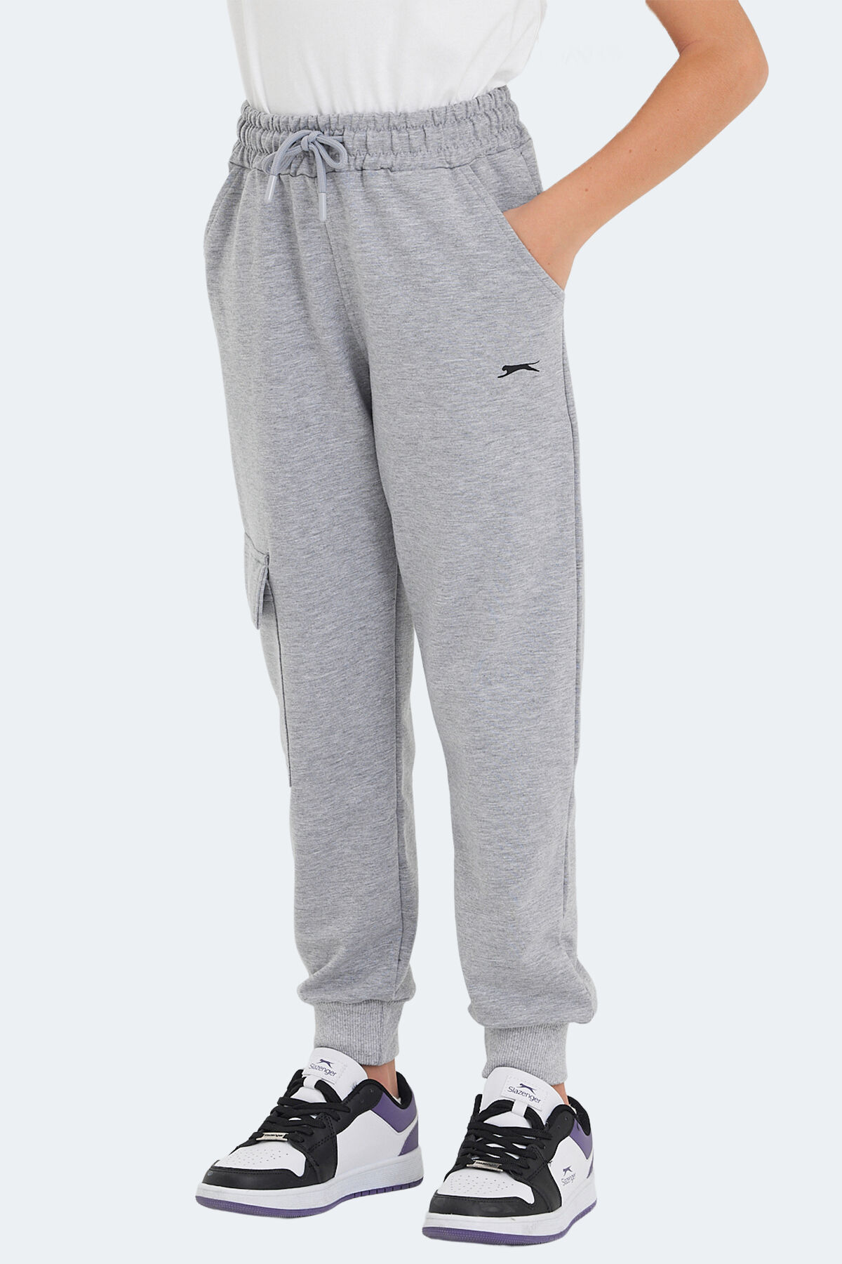 Slazenger LIVE IN Unisex Çocuk Cepli Taş Gri Eşofman Altı