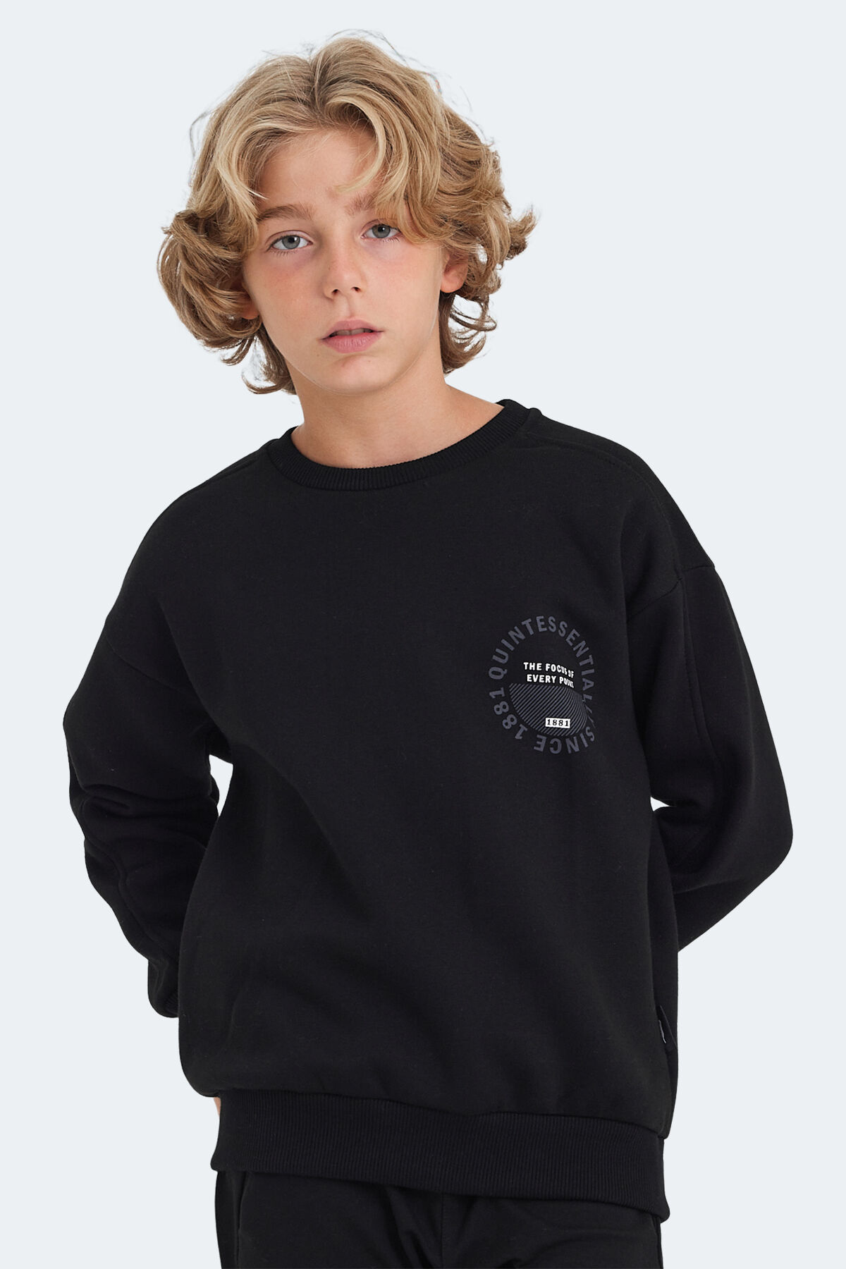 Slazenger LONE Unisex Çocuk  Siyah Sweatshırt