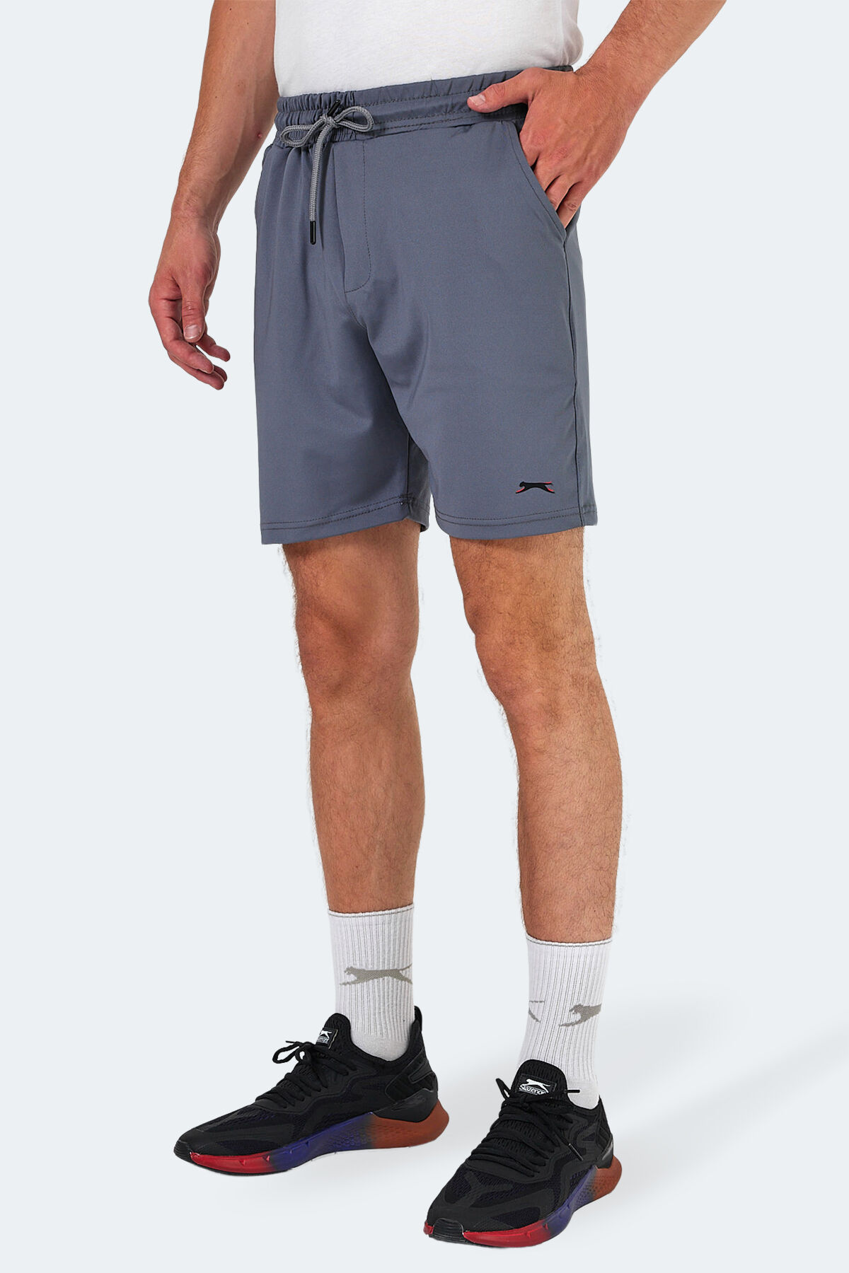Slazenger NELE IN Erkek Cepli Fıtness Koyu Gri Şort